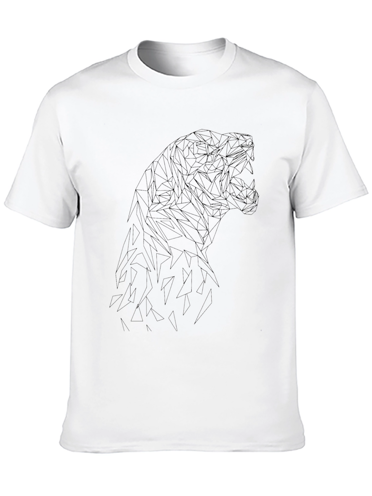 Geometric Tiger Graphic Black T-Shirt