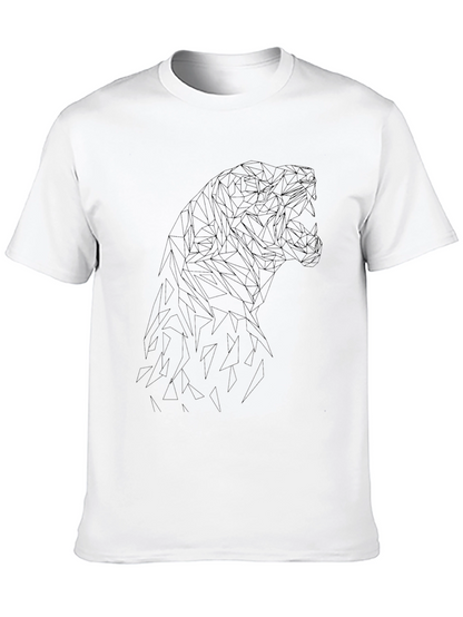 Geometric Tiger Graphic Black T-Shirt