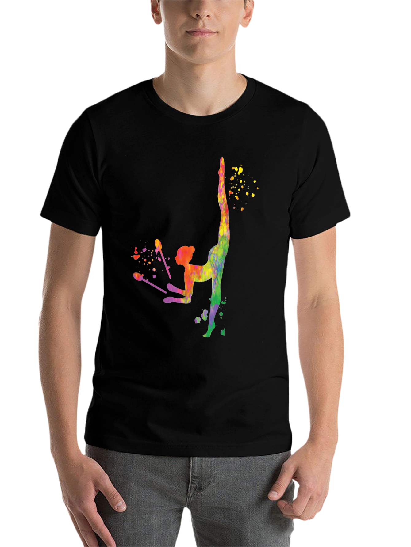 Gymnast Watercolor Graphic Tee - Athletic Style