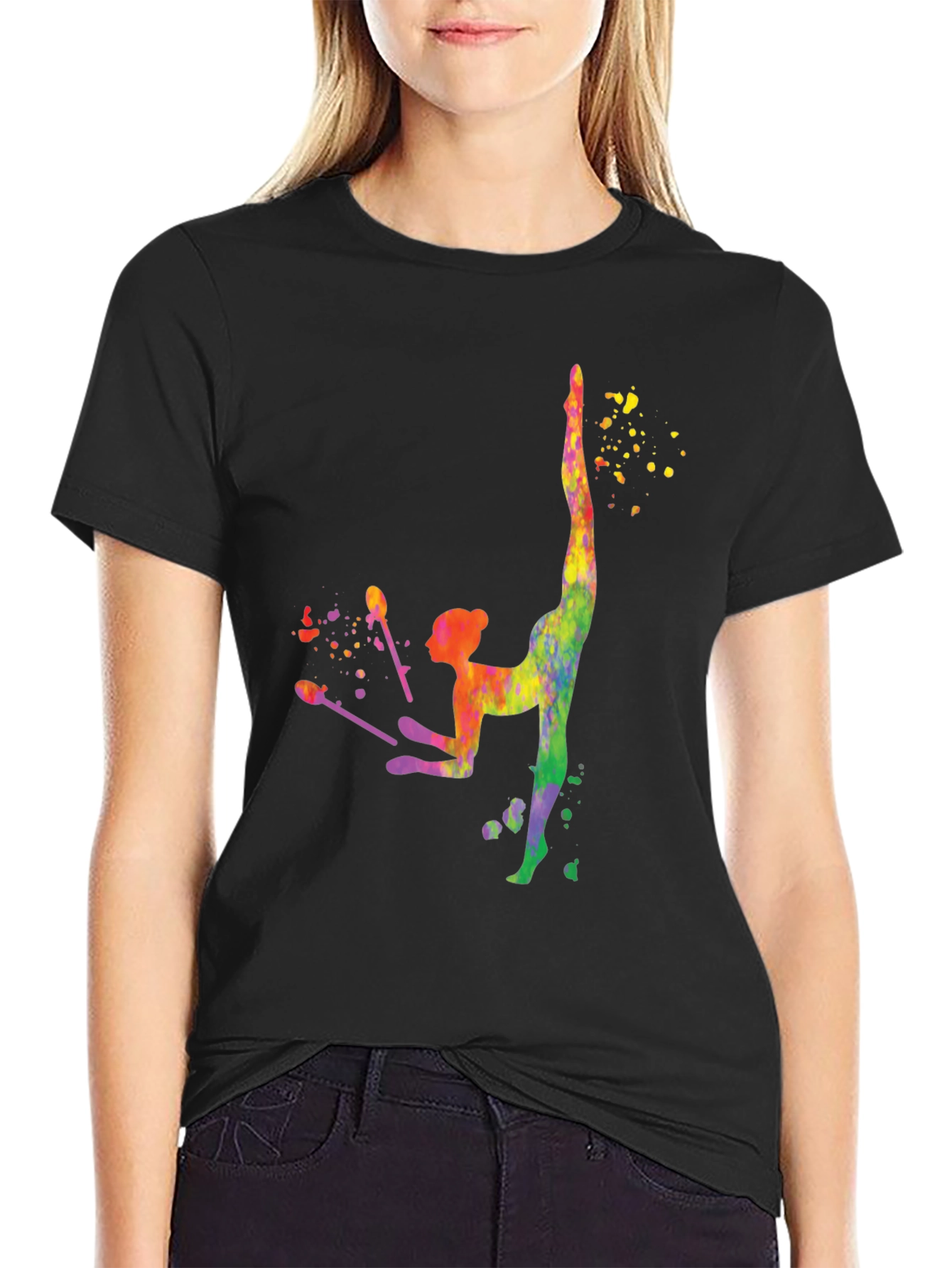 Gymnast Watercolor Graphic Tee - Athletic Style