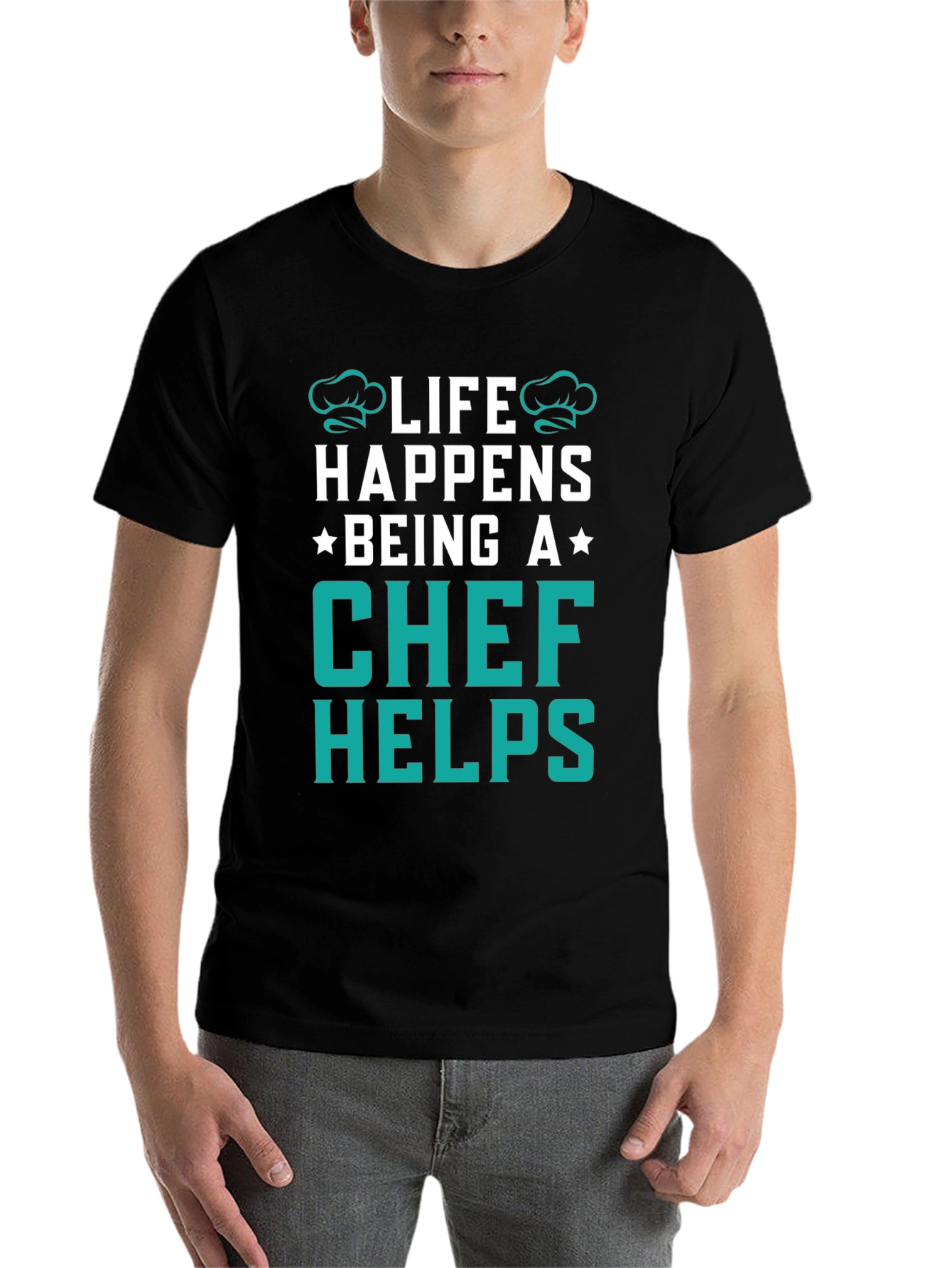 Life Happens Chef Helps Black T-Shirt