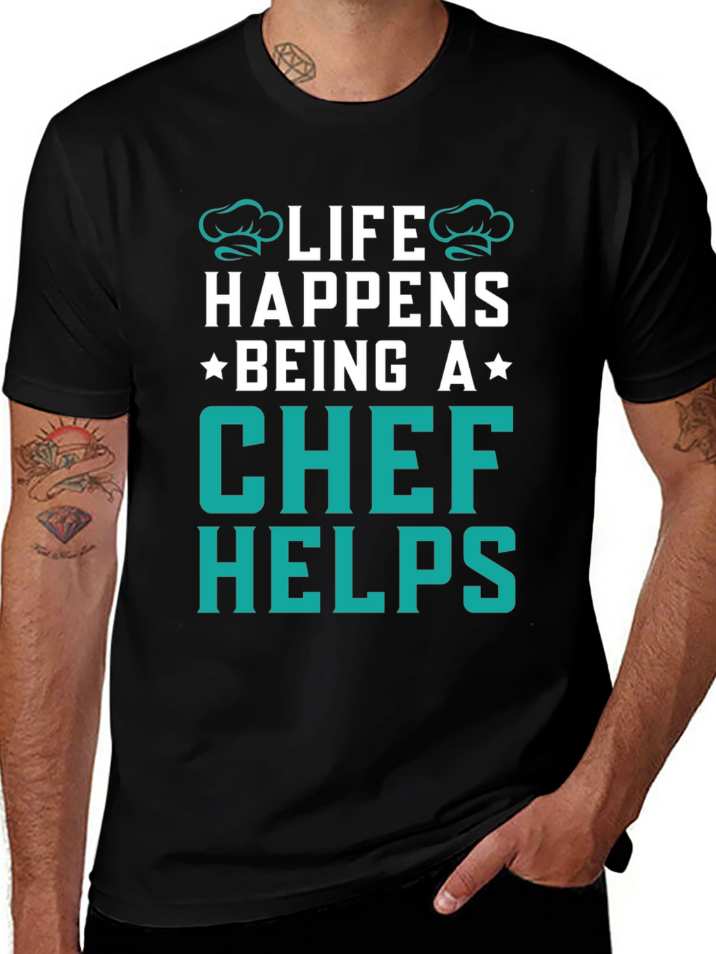 Life Happens Chef Helps Black T-Shirt