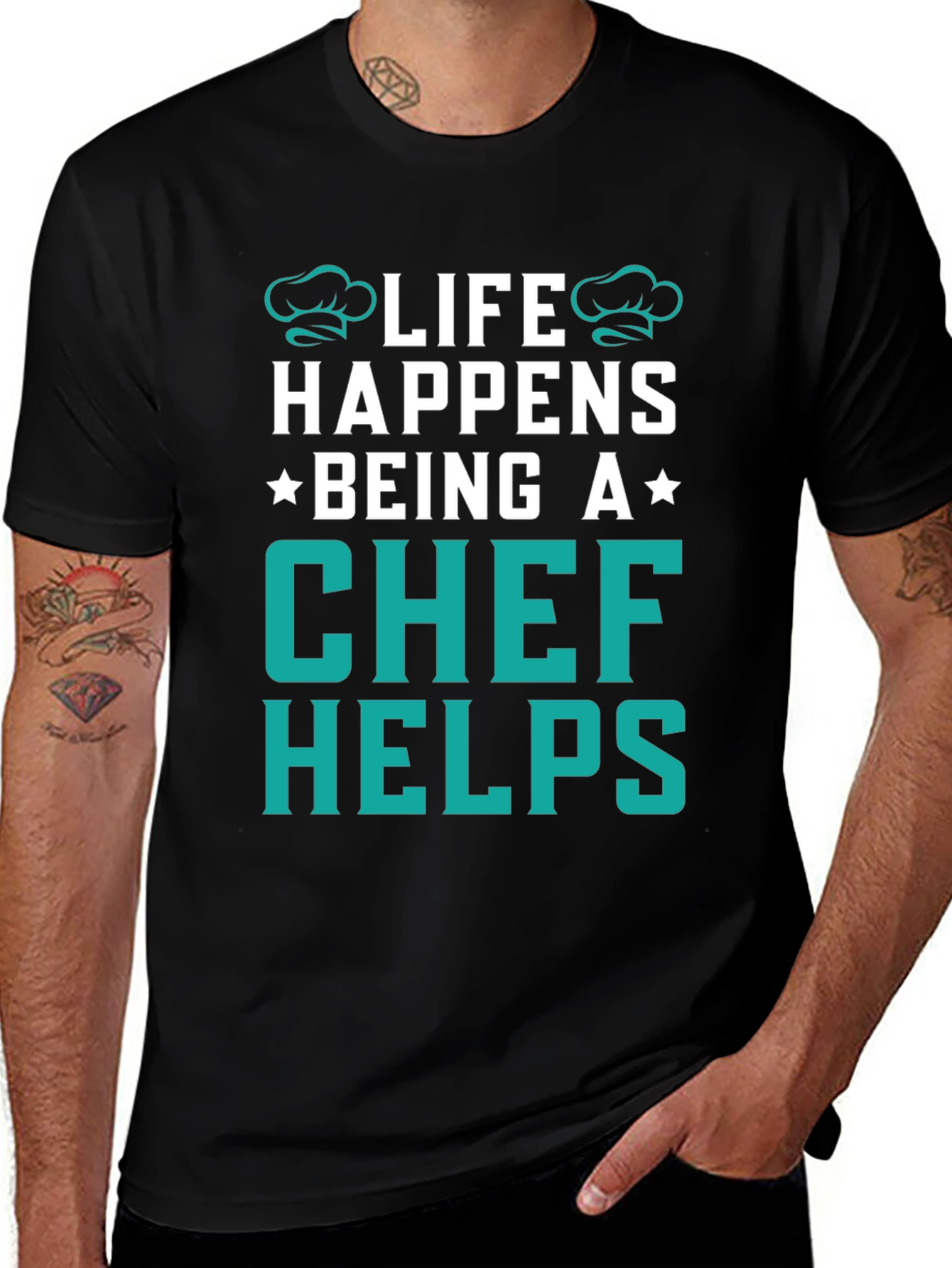 Life Happens Chef Helps Black T-Shirt