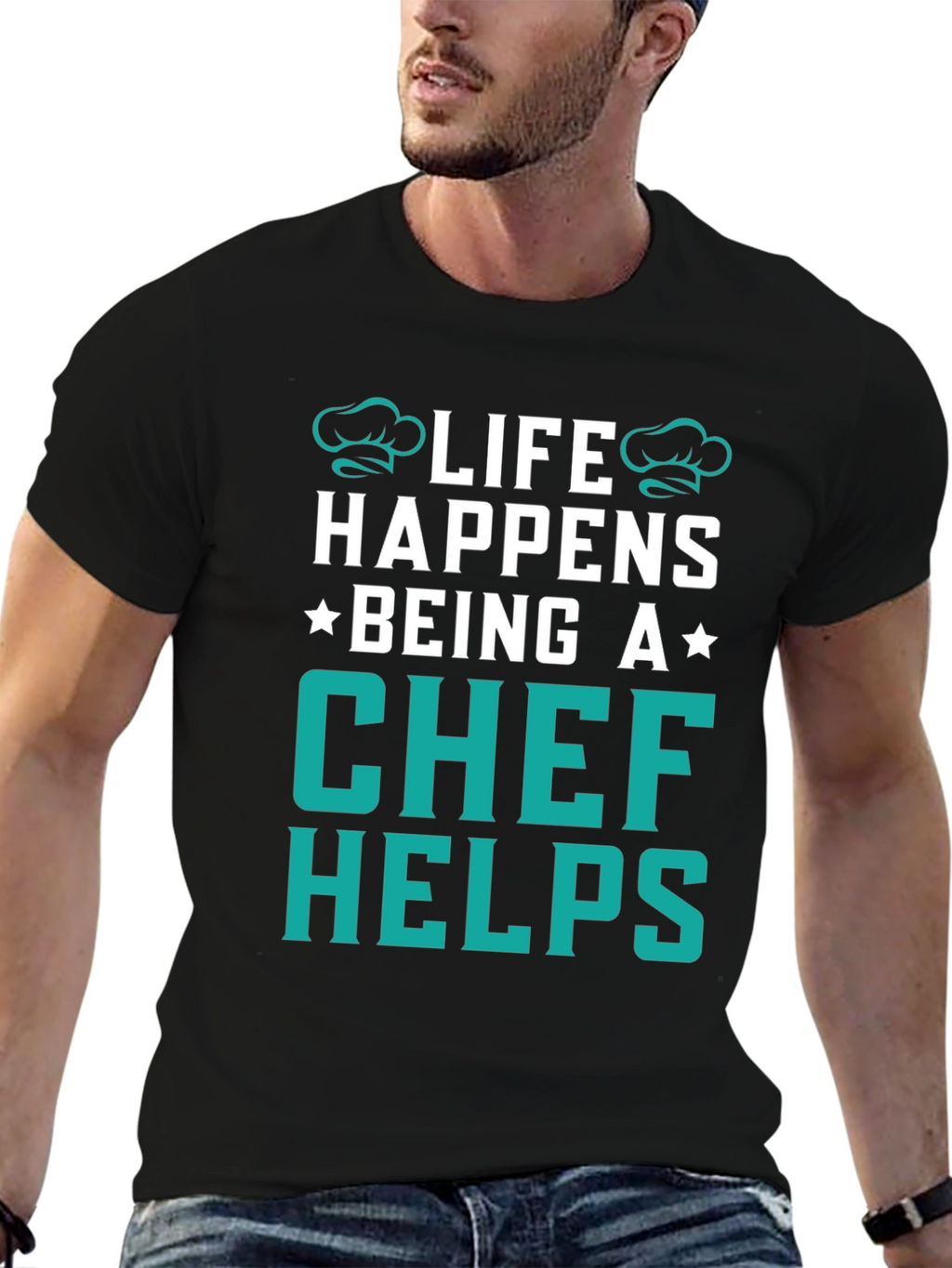 Life Happens Chef Helps Black T-Shirt