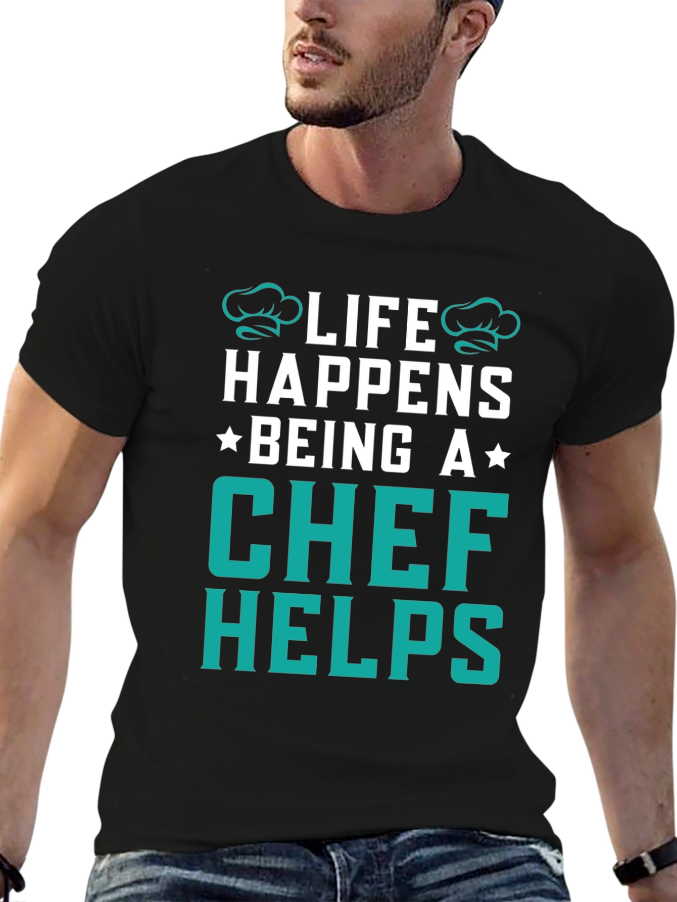 Life Happens Chef Helps Black T-Shirt