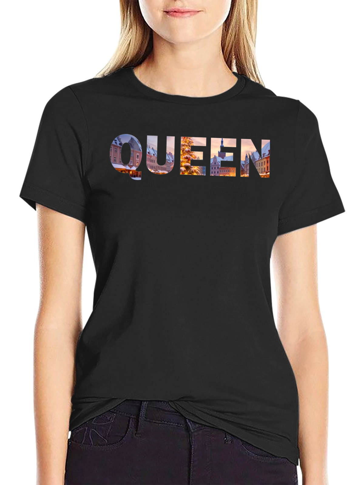 Queen Cityscape Graphic Tee - Black