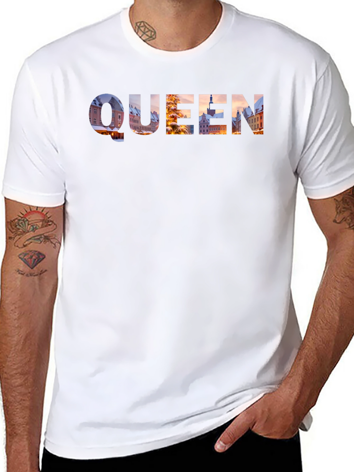 Queen Cityscape Graphic Tee - Black