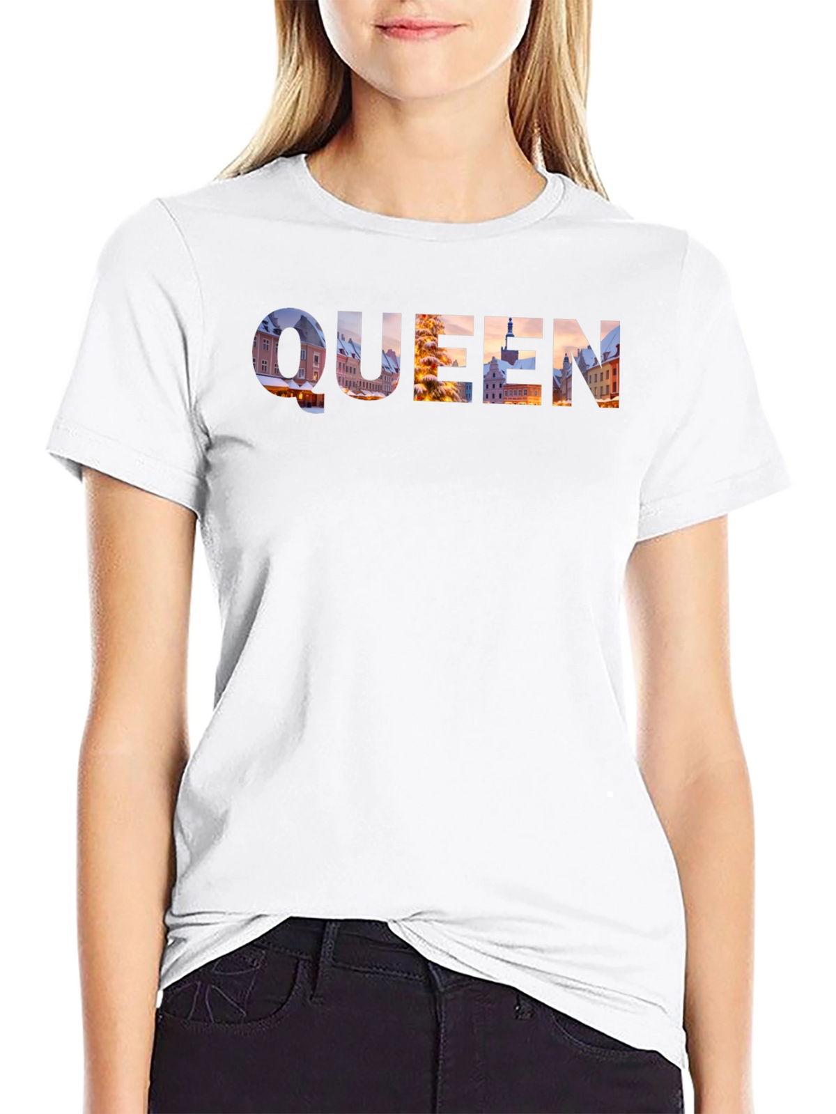 Queen Cityscape Graphic Tee - Black