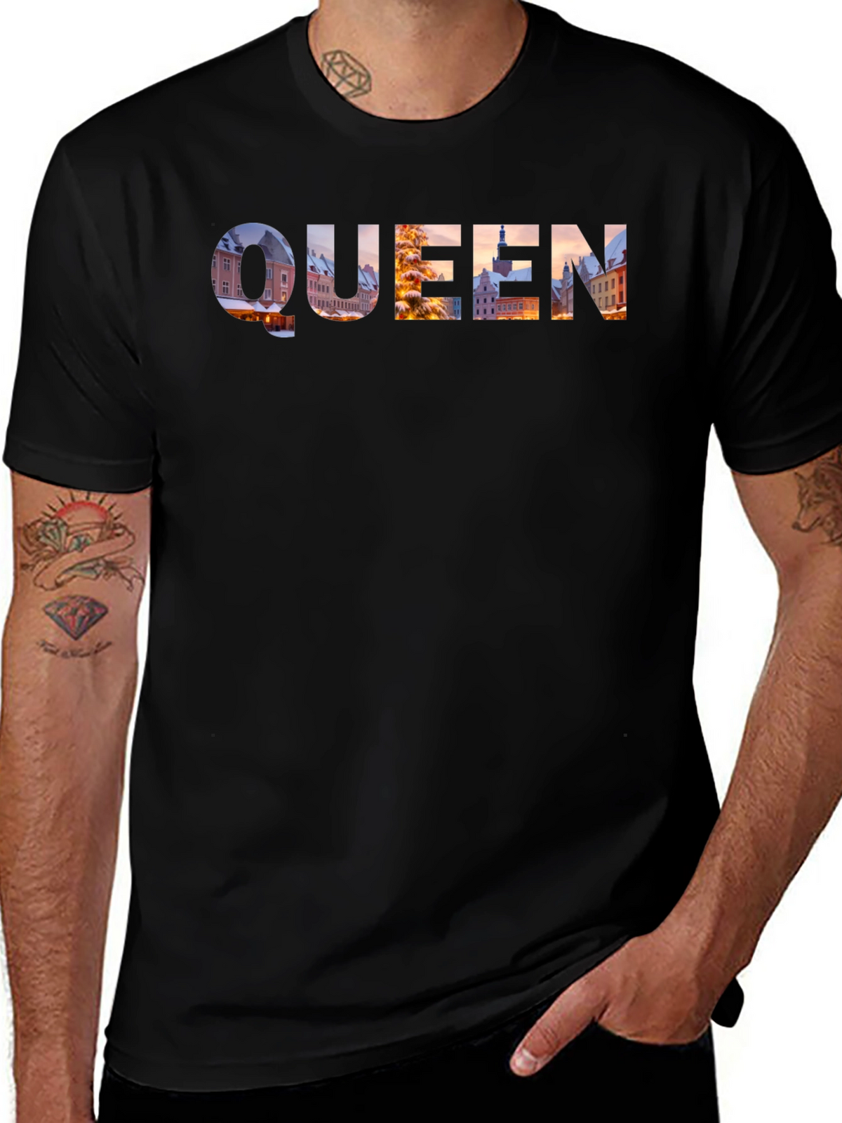 Queen Cityscape Graphic Tee - Black
