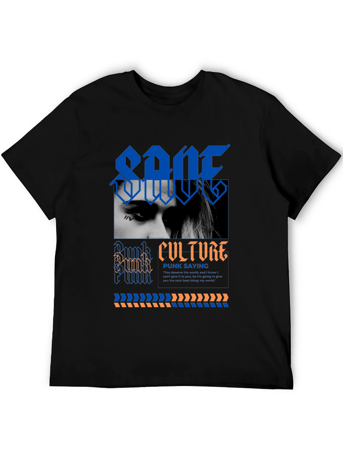 Edgy Black Graphic Tee - Punk Culture Design