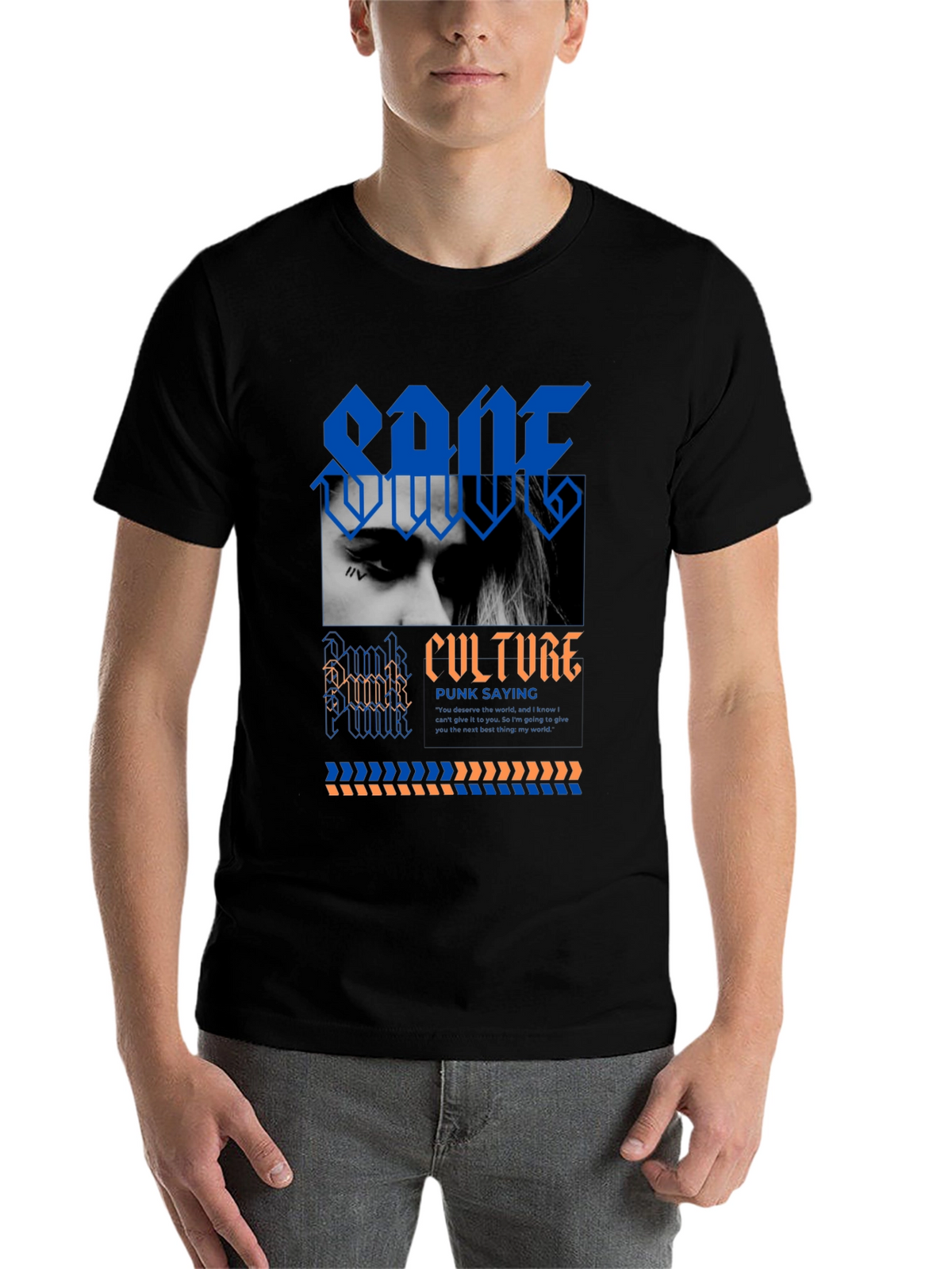 Edgy Black Graphic Tee - Punk Culture Design