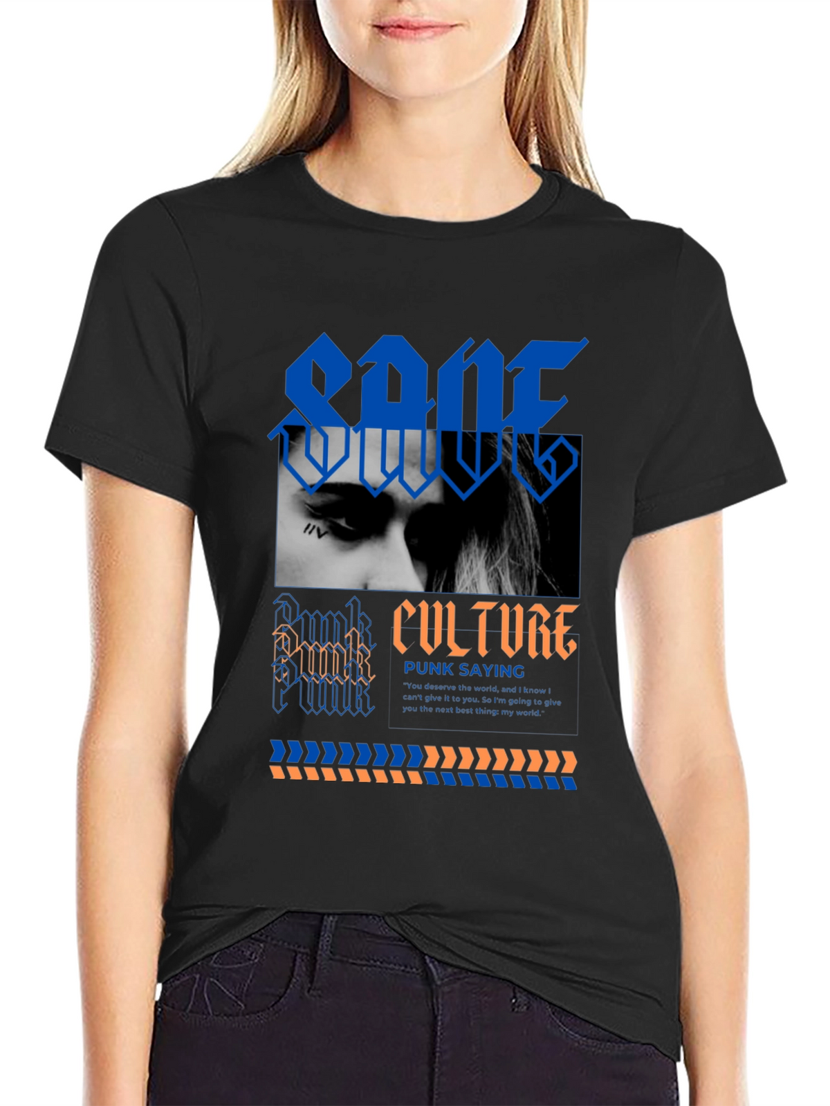 Edgy Black Graphic Tee - Punk Culture Design