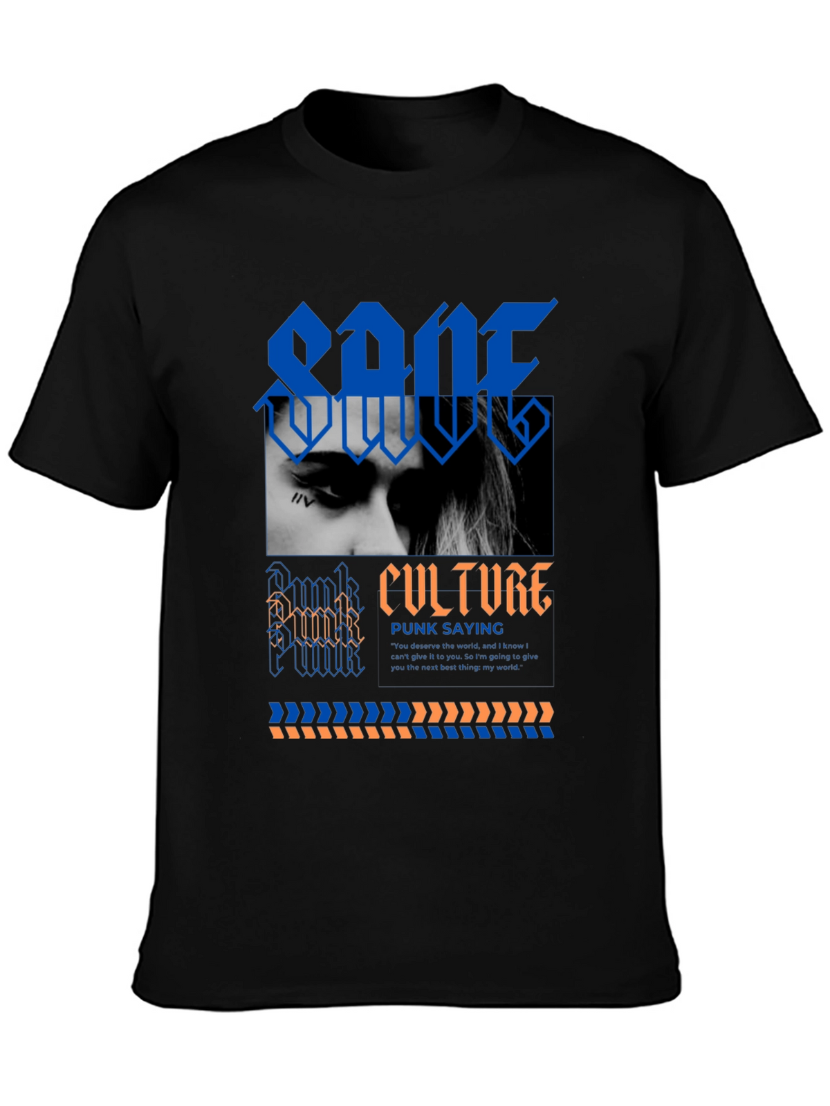 Edgy Black Graphic Tee - Punk Culture Design