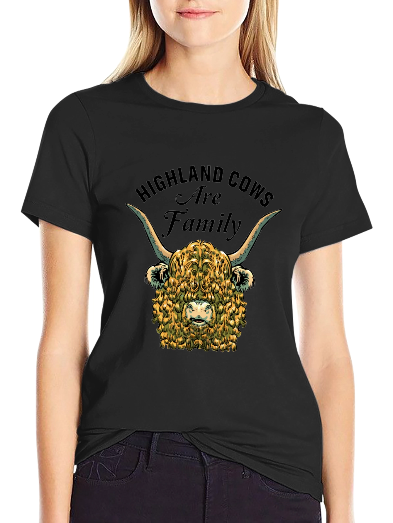 Highland Cow Family Graphic T-Shirt
