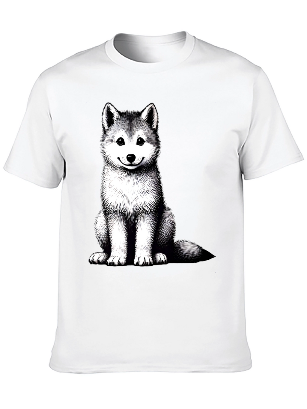 Husky Puppy Graphic Tee - Black