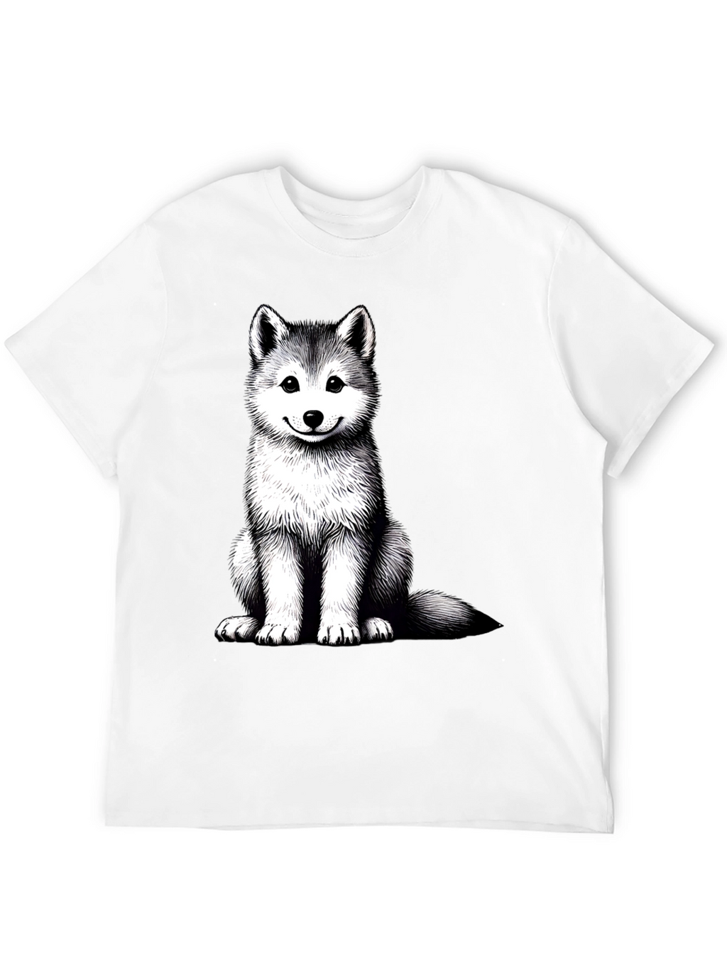 Husky Puppy Graphic Tee - Black