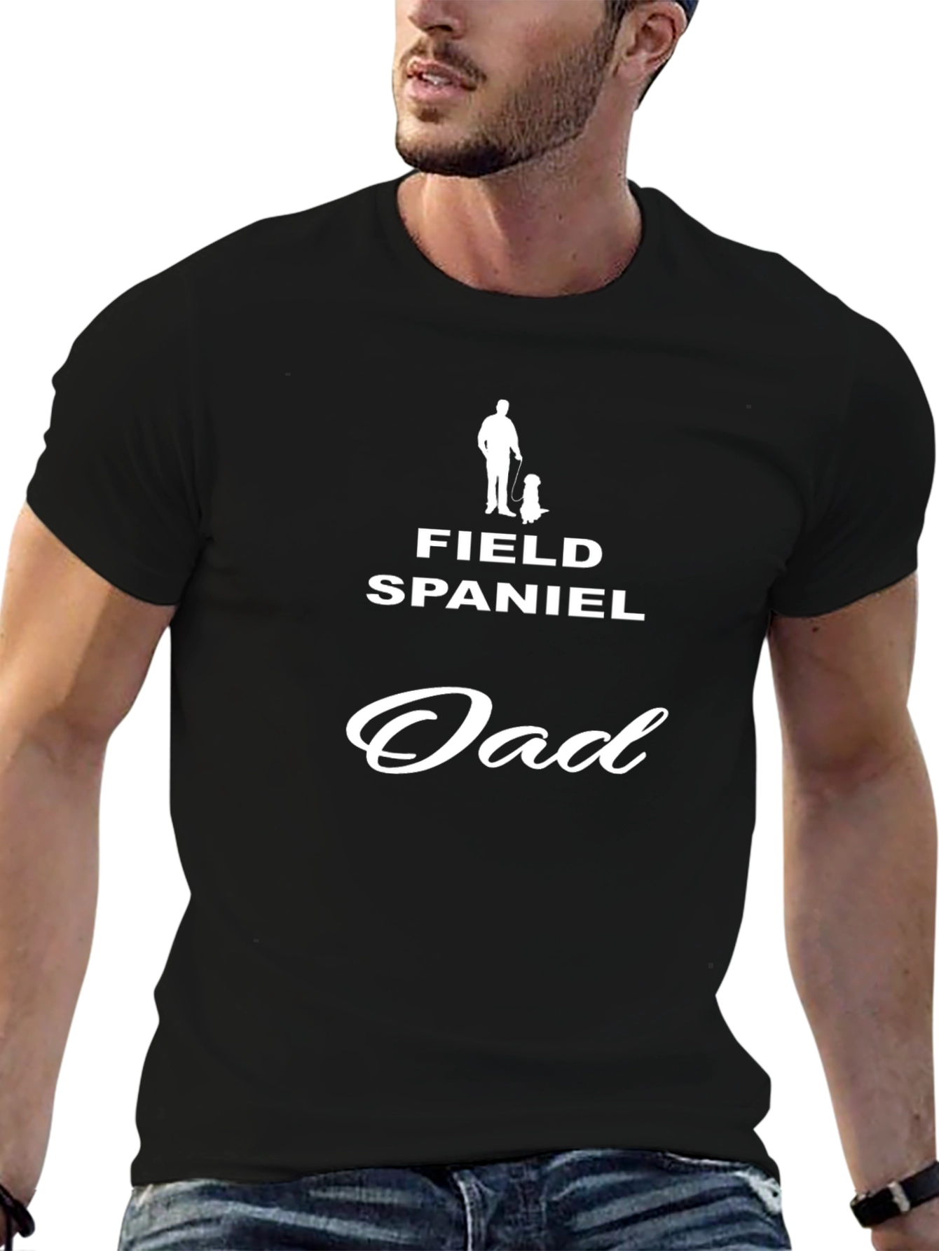 Field Spaniel Dad Graphic Tee - Black