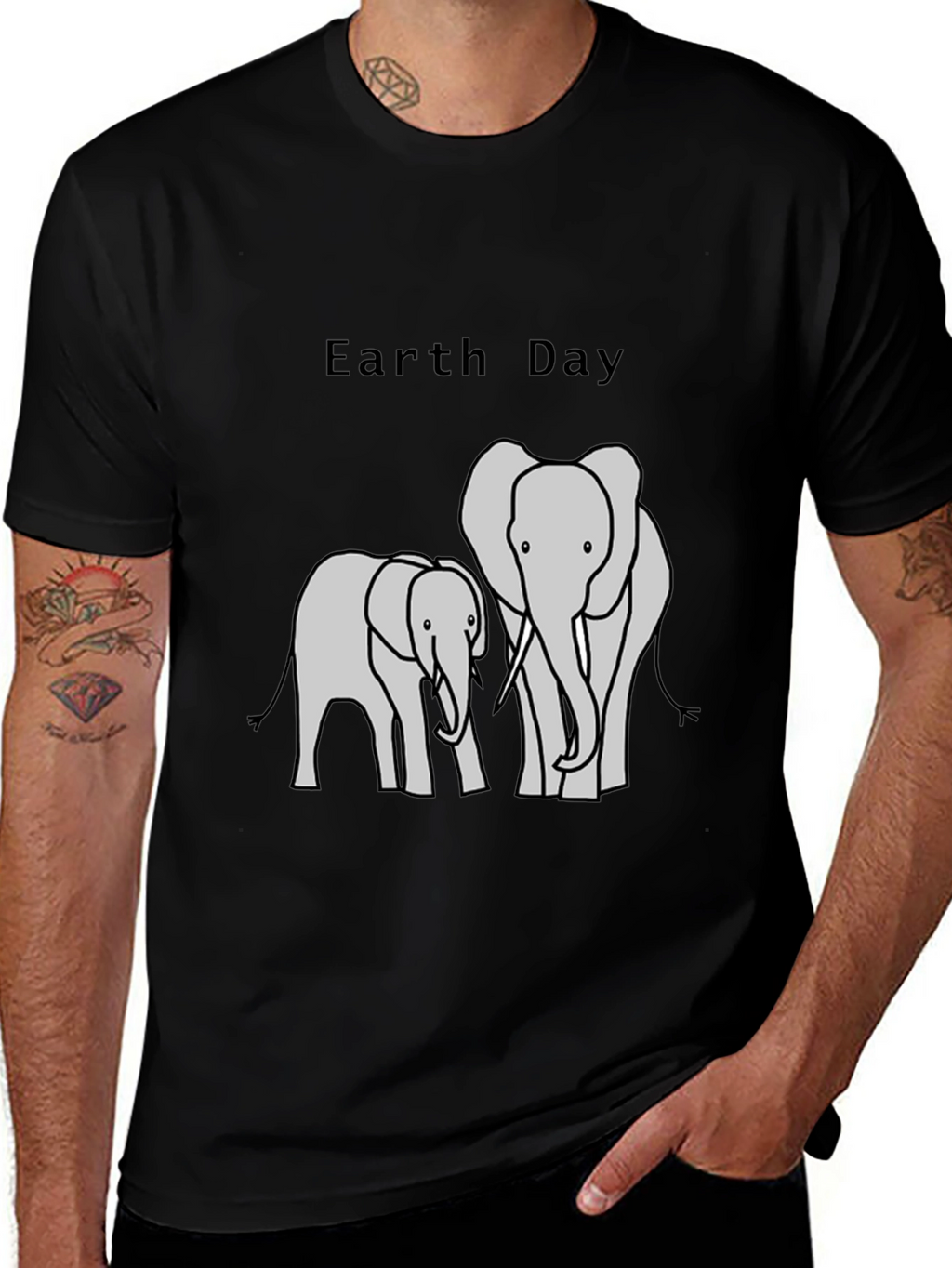 Earth Day Elephant Graphic T-Shirt
