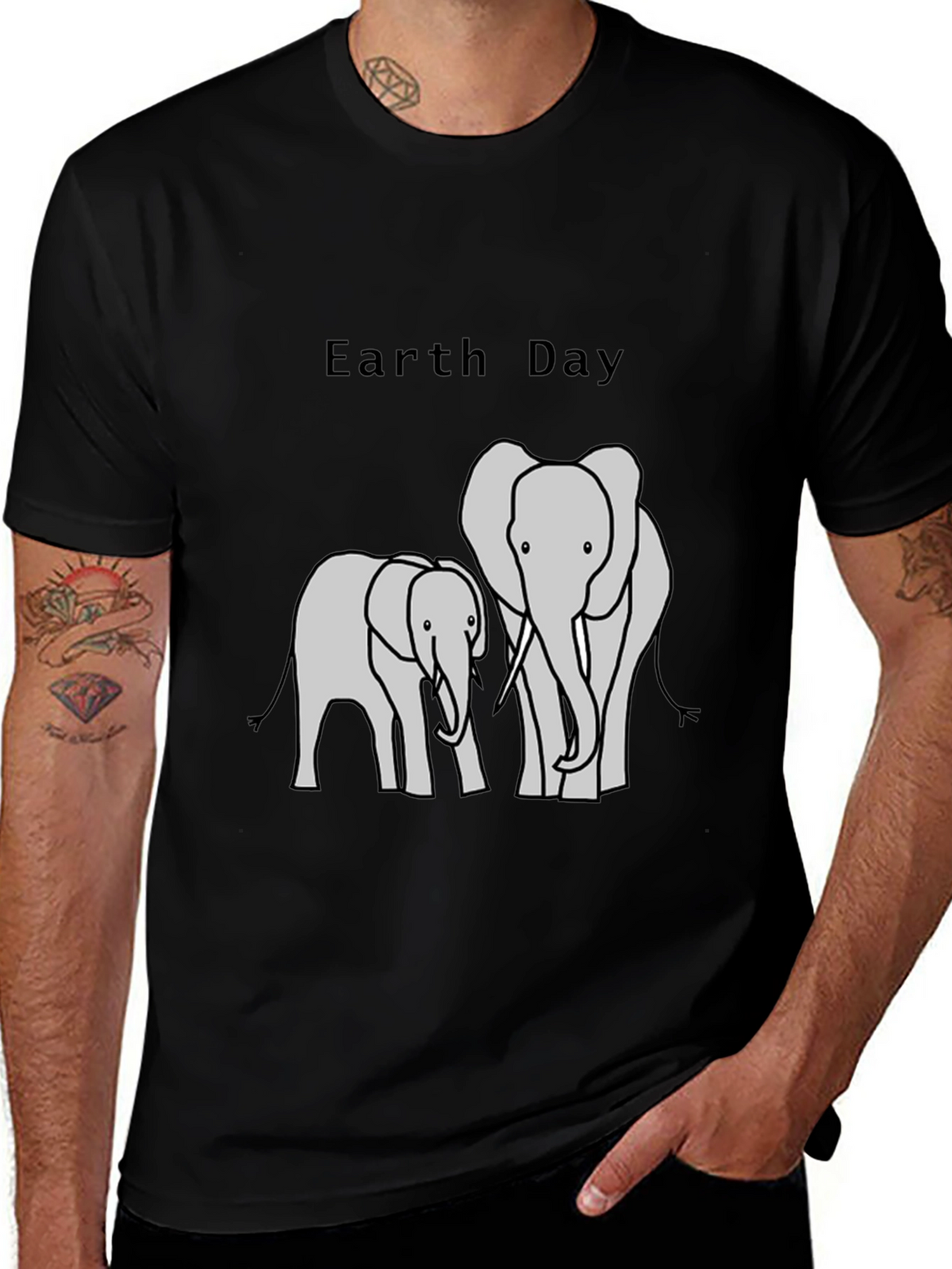 Earth Day Elephant Graphic T-Shirt