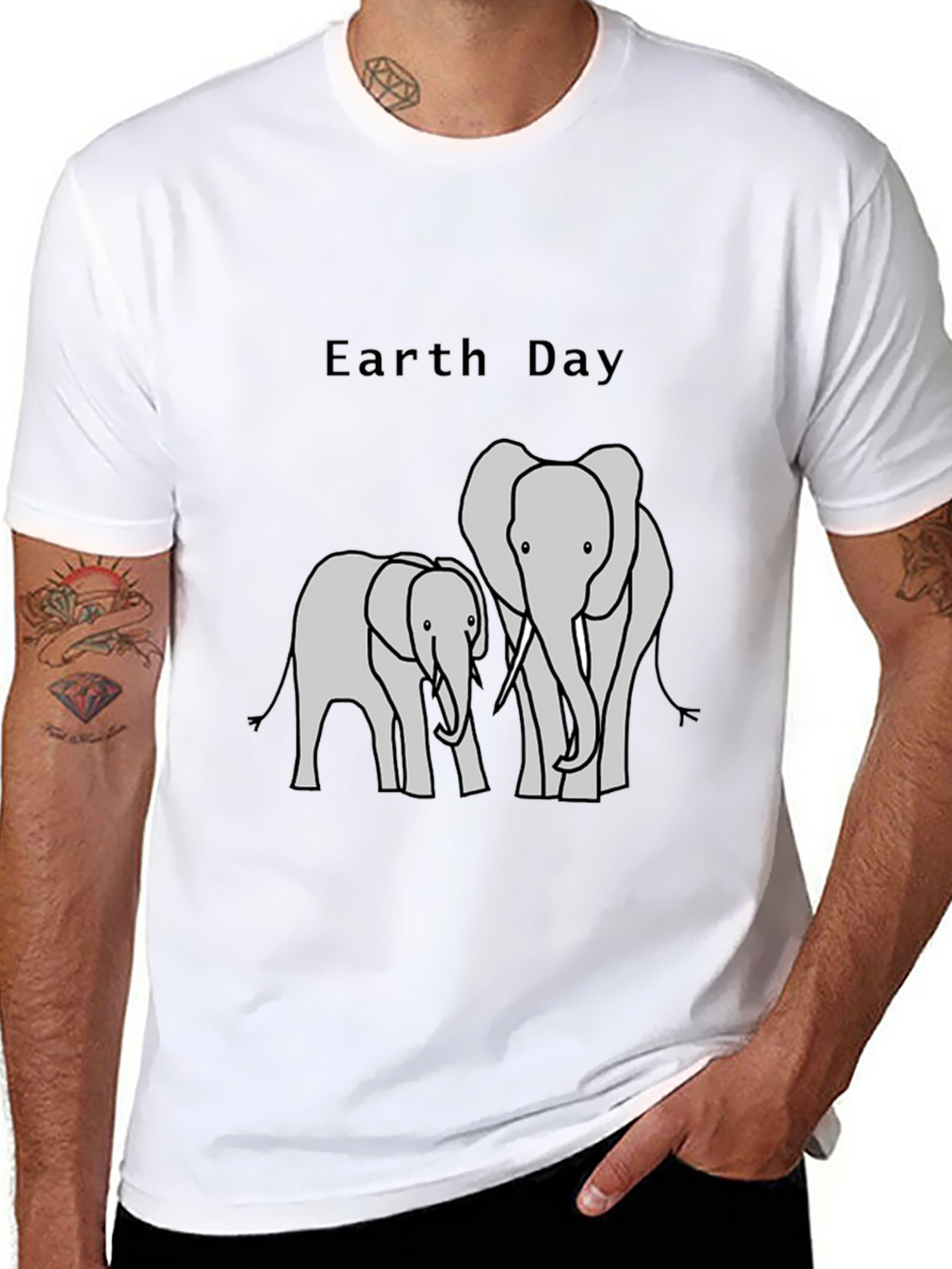 Earth Day Elephant Graphic T-Shirt