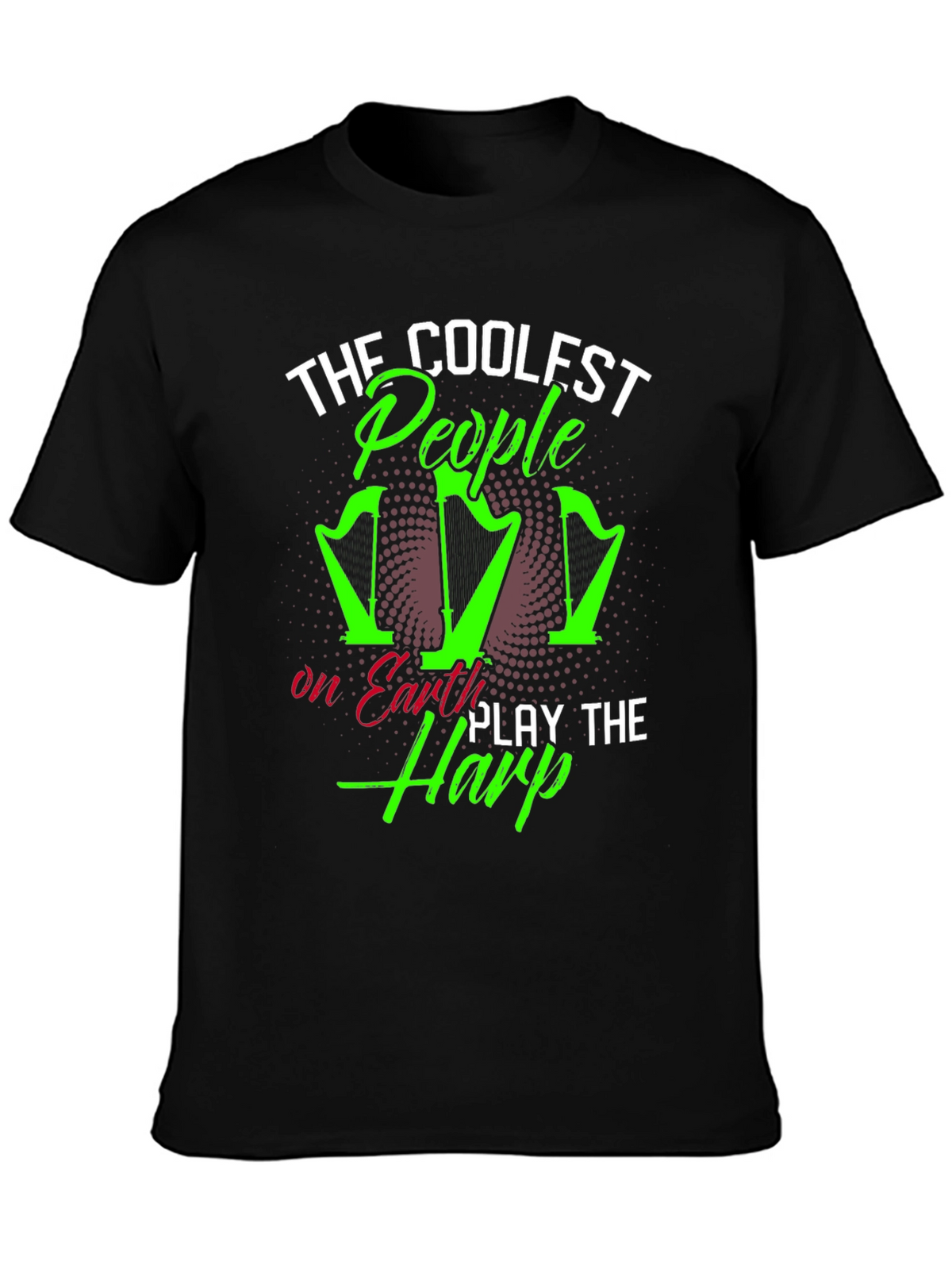 Coolest People Play Harp T-Shirt - Black