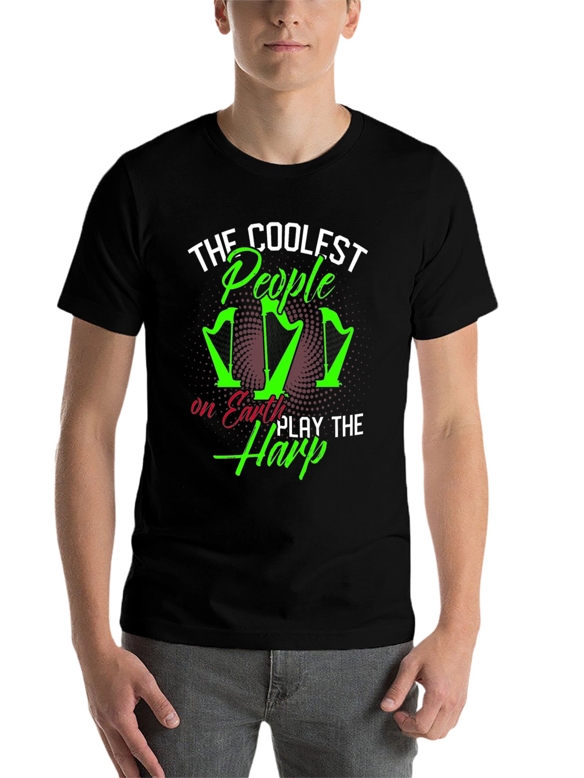 Coolest People Play Harp T-Shirt - Black