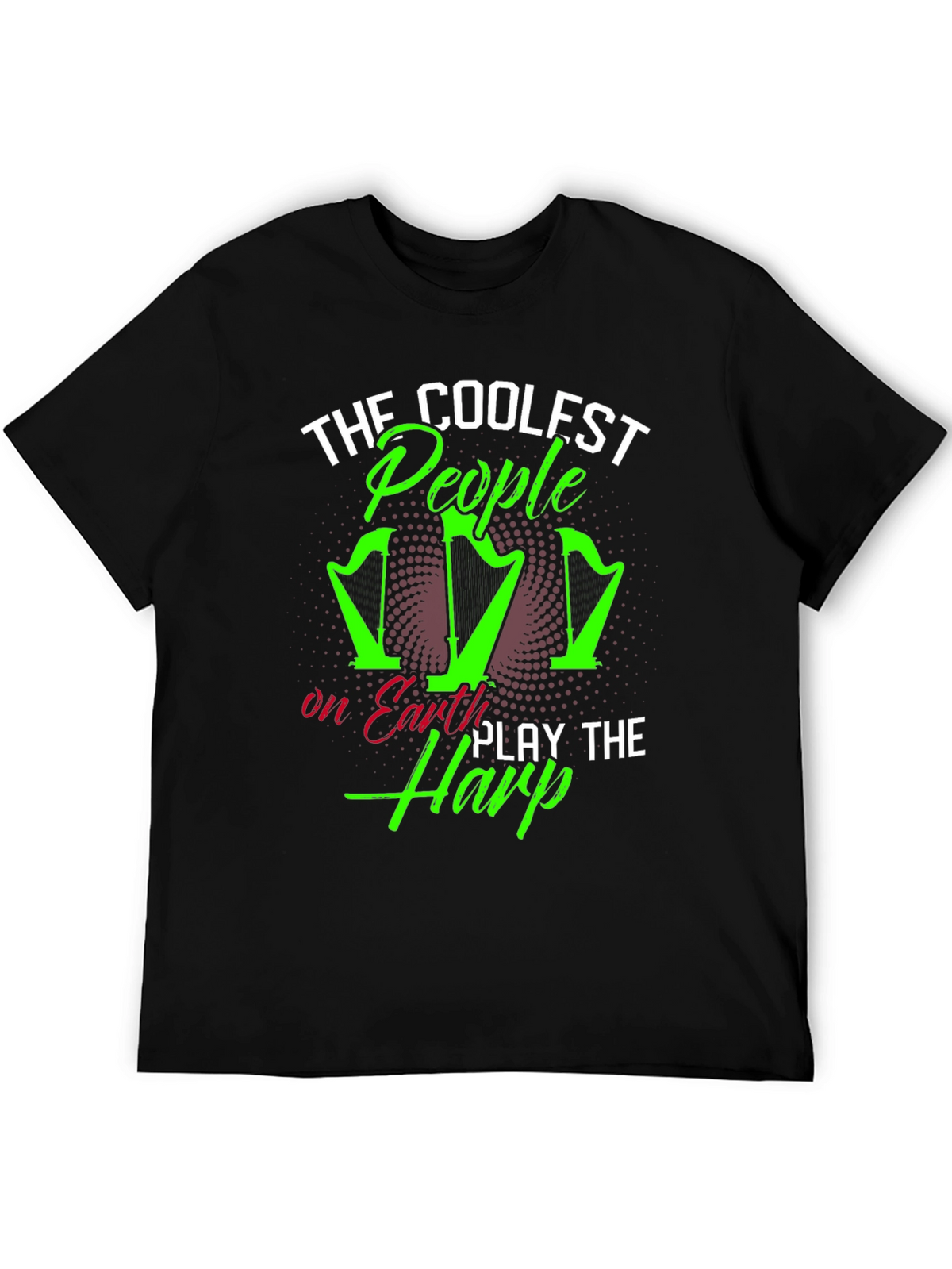 Coolest People Play Harp T-Shirt - Black