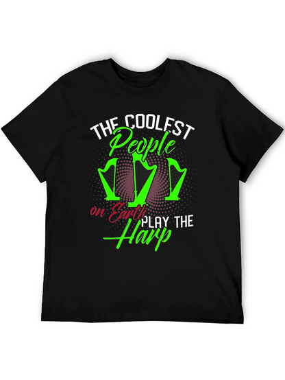 Coolest People Play Harp T-Shirt - Black