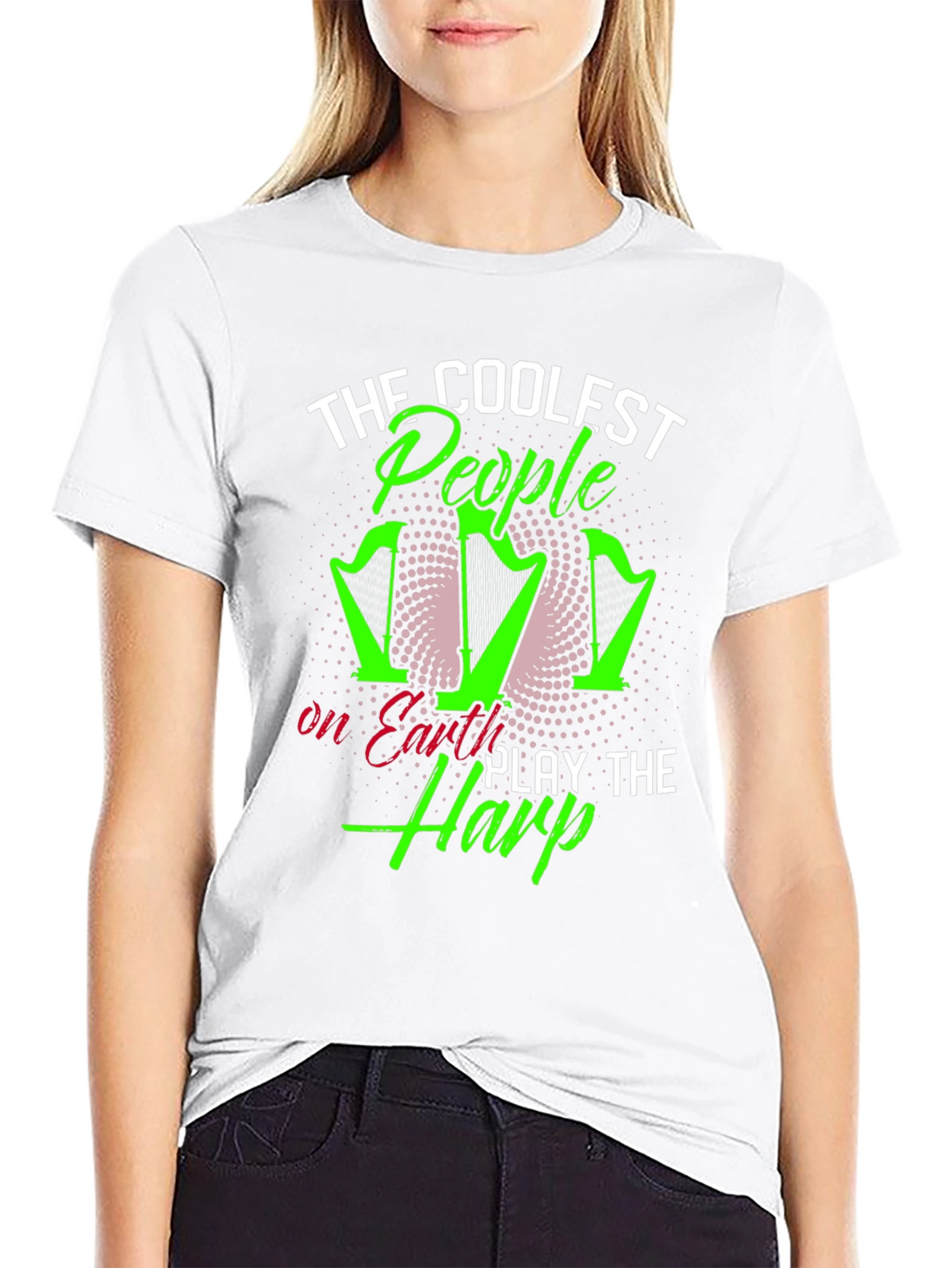 Coolest People Play Harp T-Shirt - Black