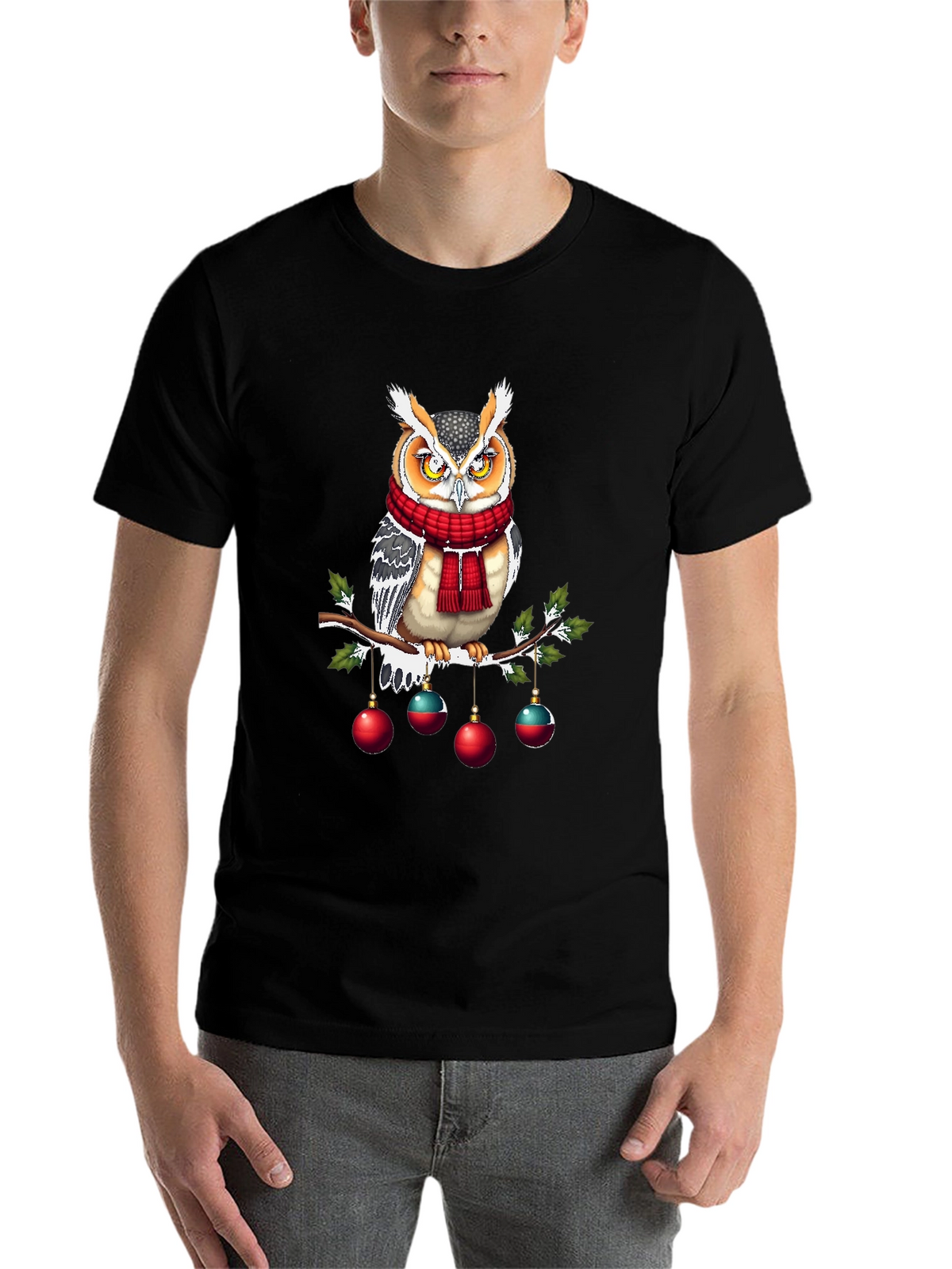 Festive Owl T-Shirt: Holiday Cheer