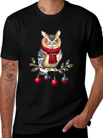 Festive Owl T-Shirt: Holiday Cheer
