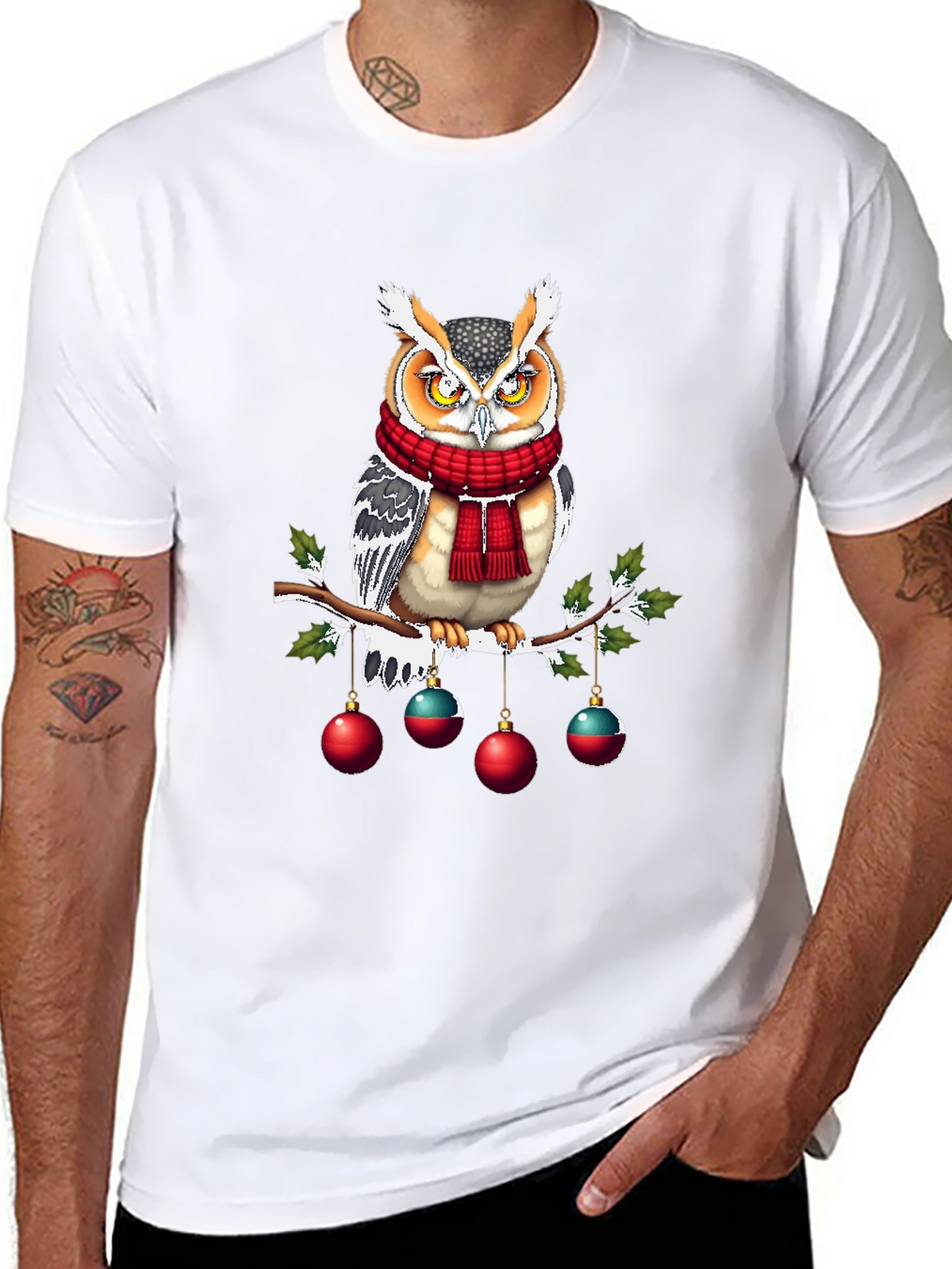 Festive Owl T-Shirt: Holiday Cheer