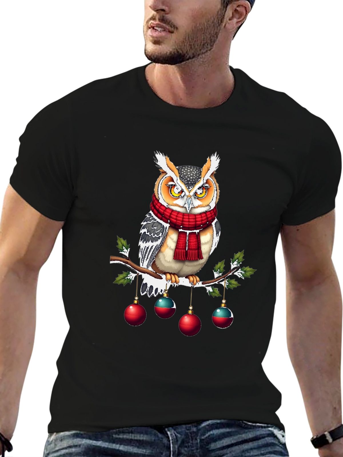 Festive Owl T-Shirt: Holiday Cheer