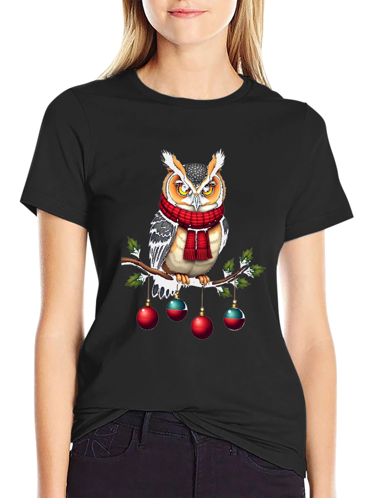 Festive Owl T-Shirt: Holiday Cheer