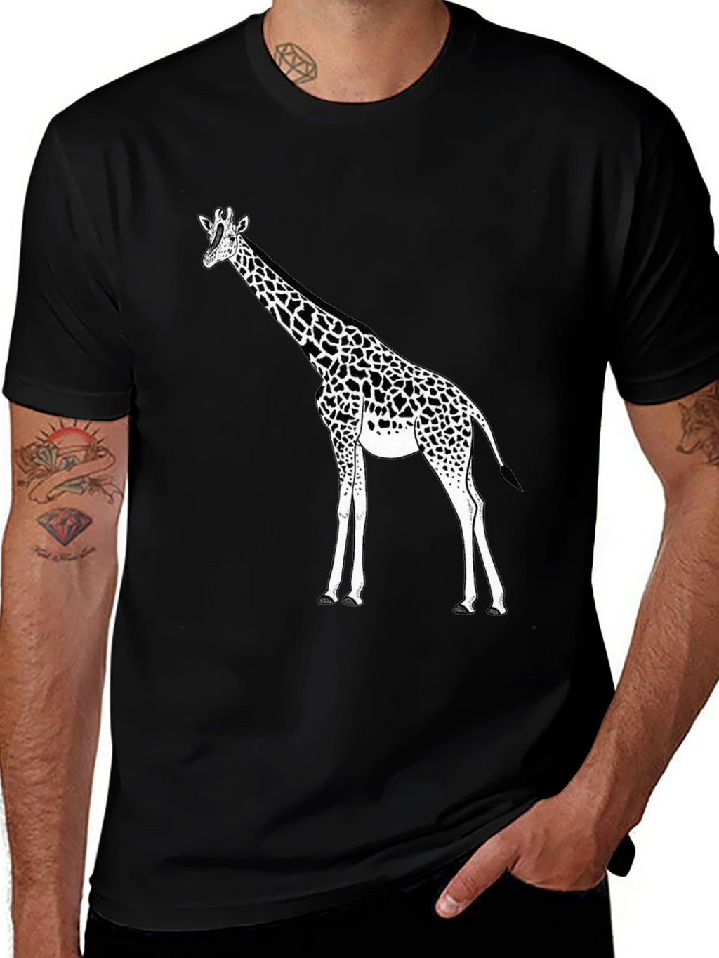 Giraffe Graphic Black T-Shirt