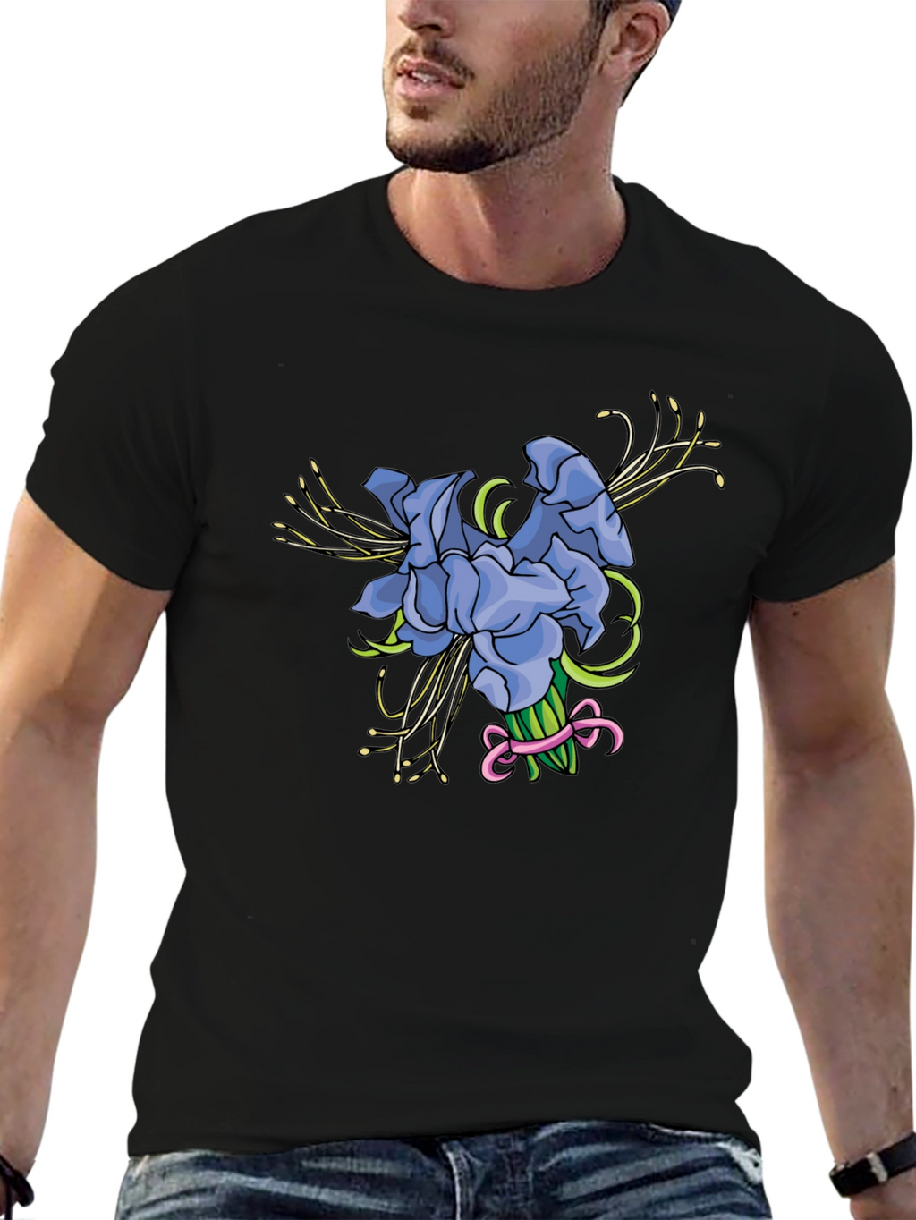Floral Bouquet Graphic Tee - Black