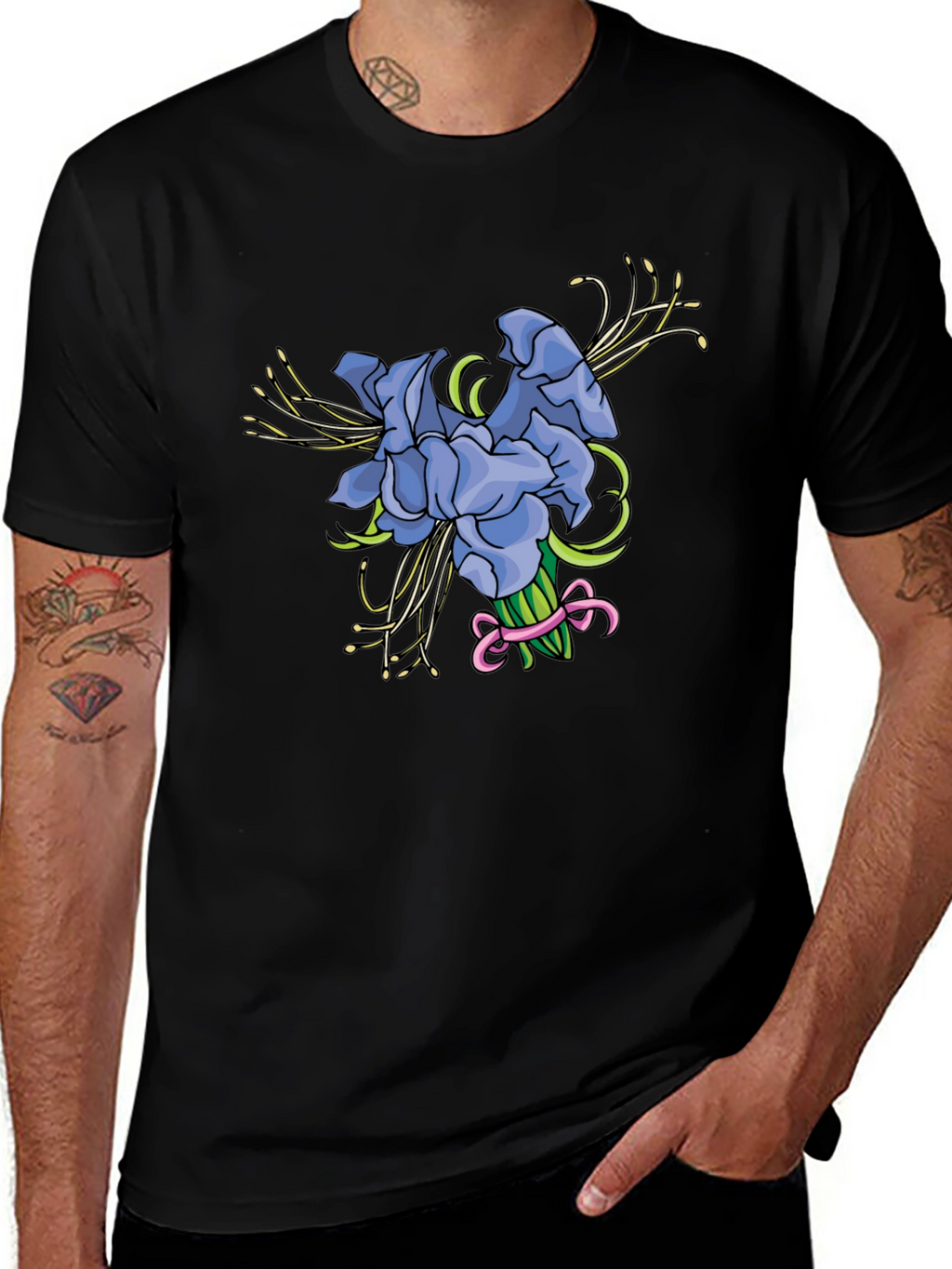 Floral Bouquet Graphic Tee - Black