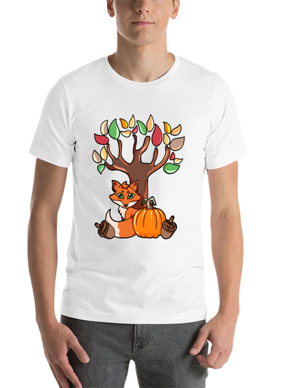 Autumn Fox & Tree Black T-Shirt