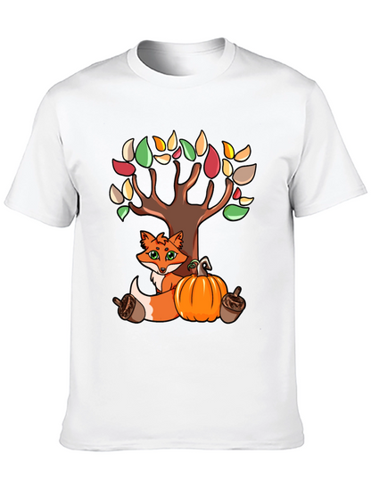 Autumn Fox & Tree Black T-Shirt