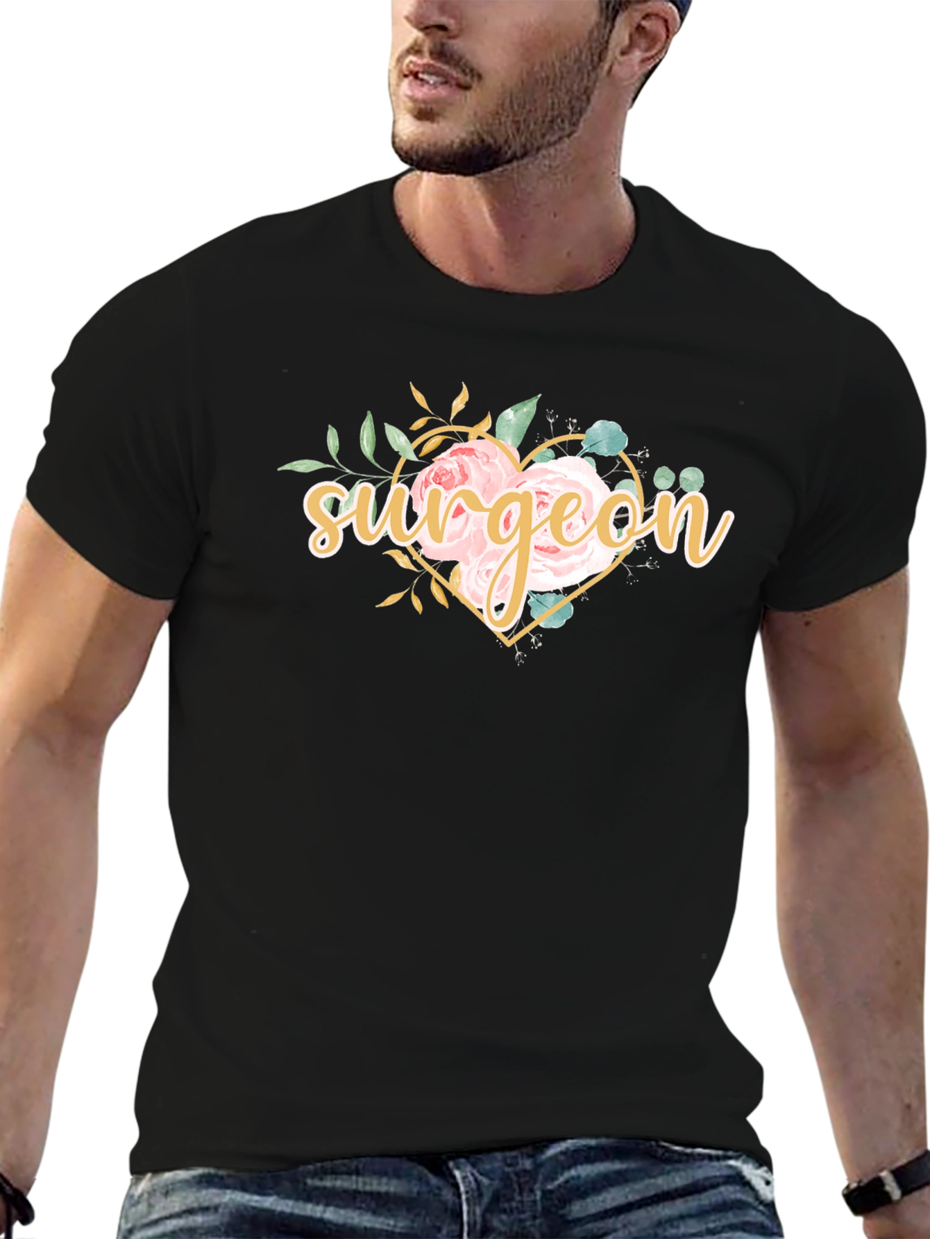 Surgeon Floral Heart T-Shirt - Doctor Gift
