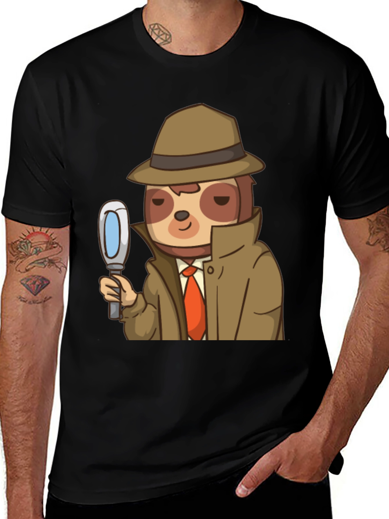 Detective Sloth Graphic T-Shirt - Funny & Unique Design