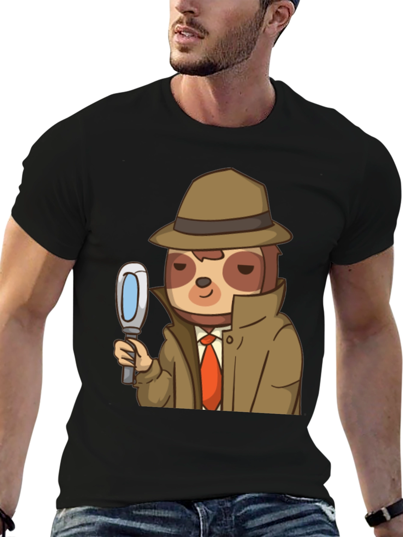 Detective Sloth Graphic T-Shirt - Funny & Unique Design