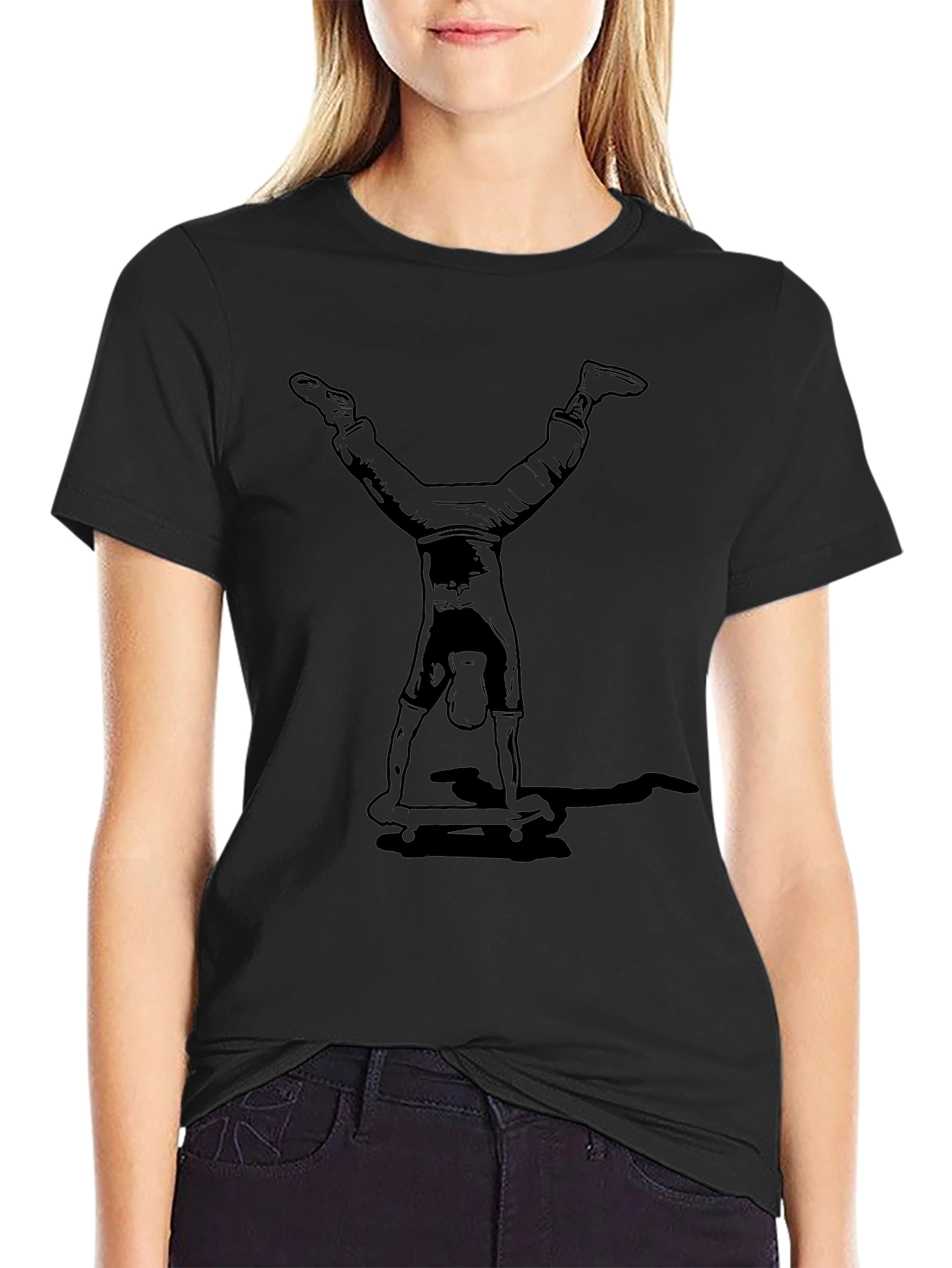 Handstand Skateboarder Graphic Tee - Black