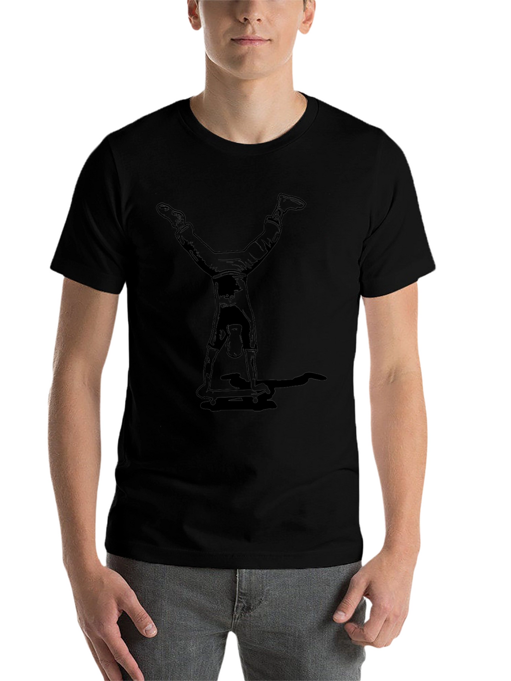 Handstand Skateboarder Graphic Tee - Black