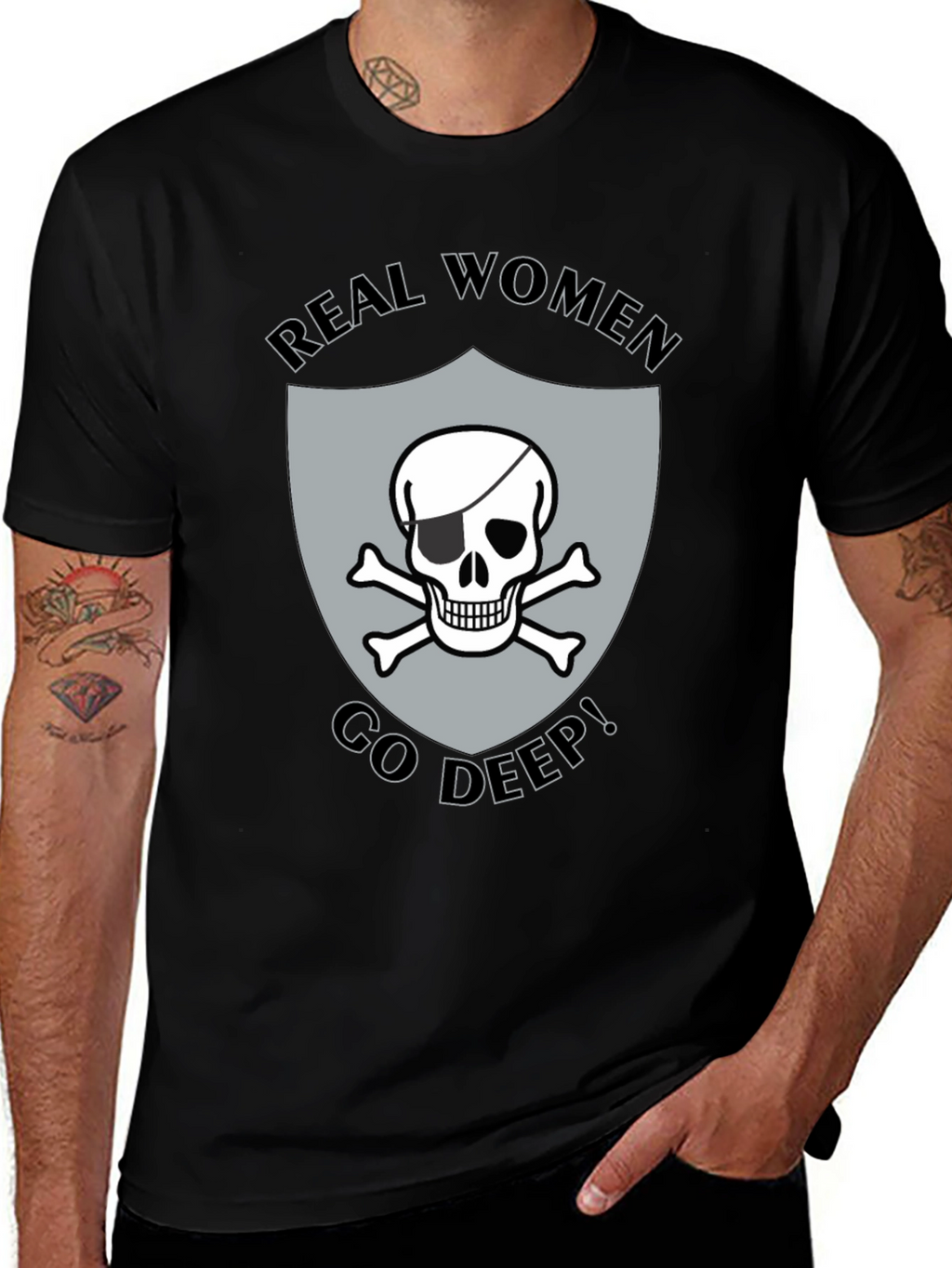 Real Women Go Deep T-Shirt Skull Pirate