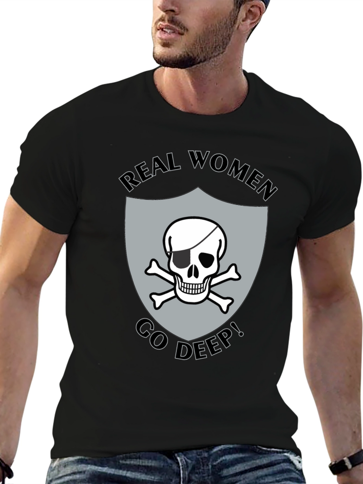 Real Women Go Deep T-Shirt Skull Pirate