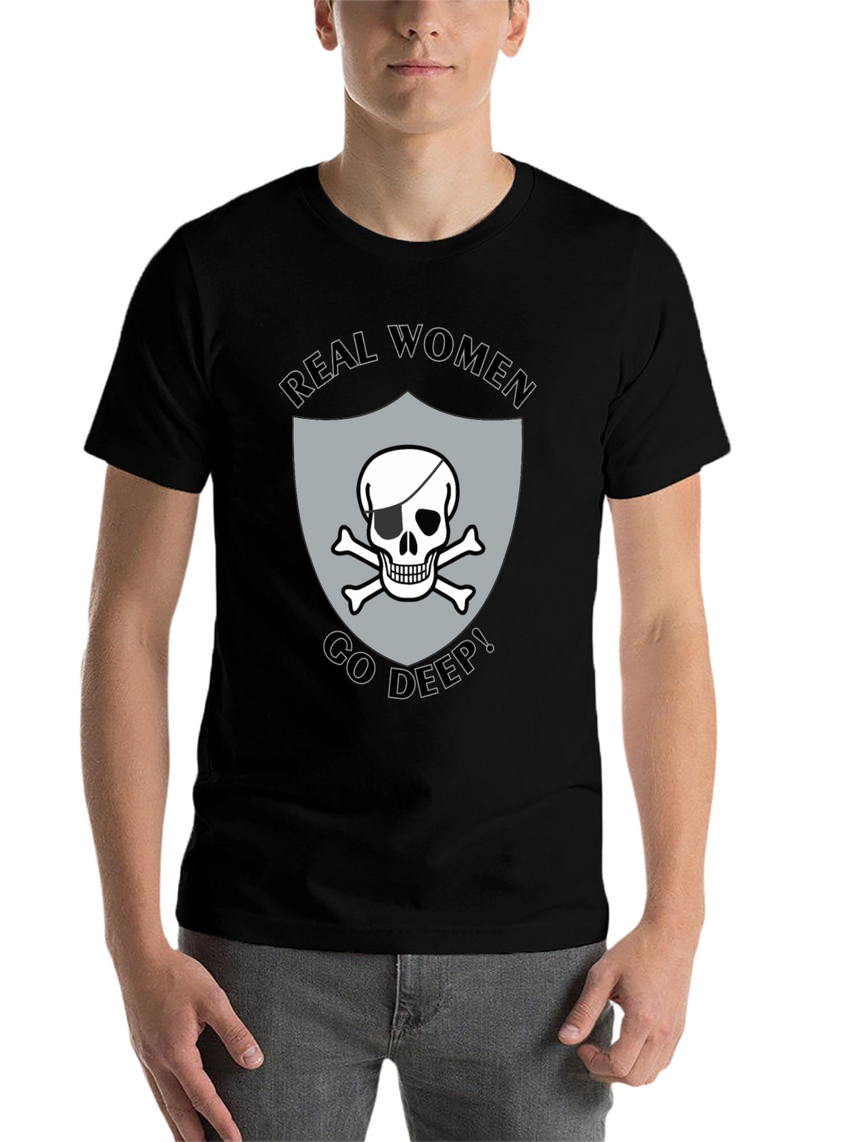 Real Women Go Deep T-Shirt Skull Pirate