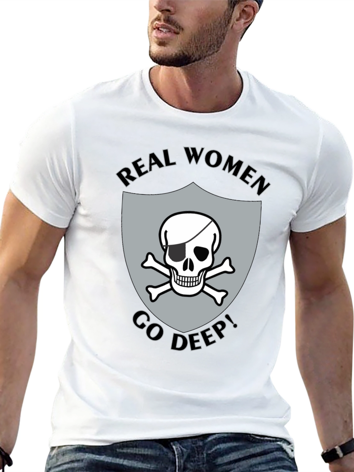 Real Women Go Deep T-Shirt Skull Pirate
