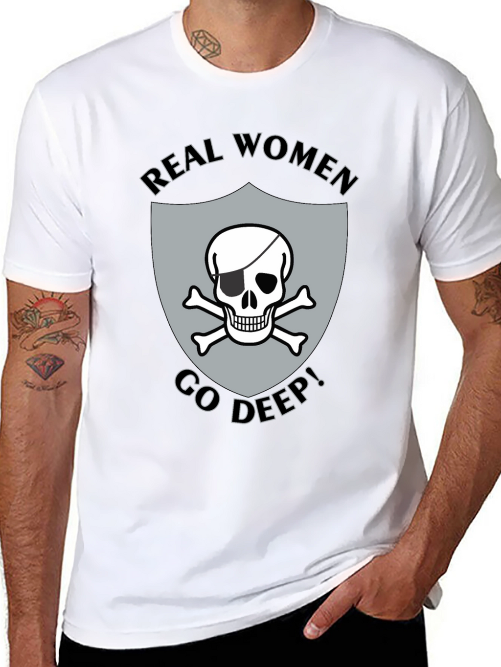 Real Women Go Deep T-Shirt Skull Pirate