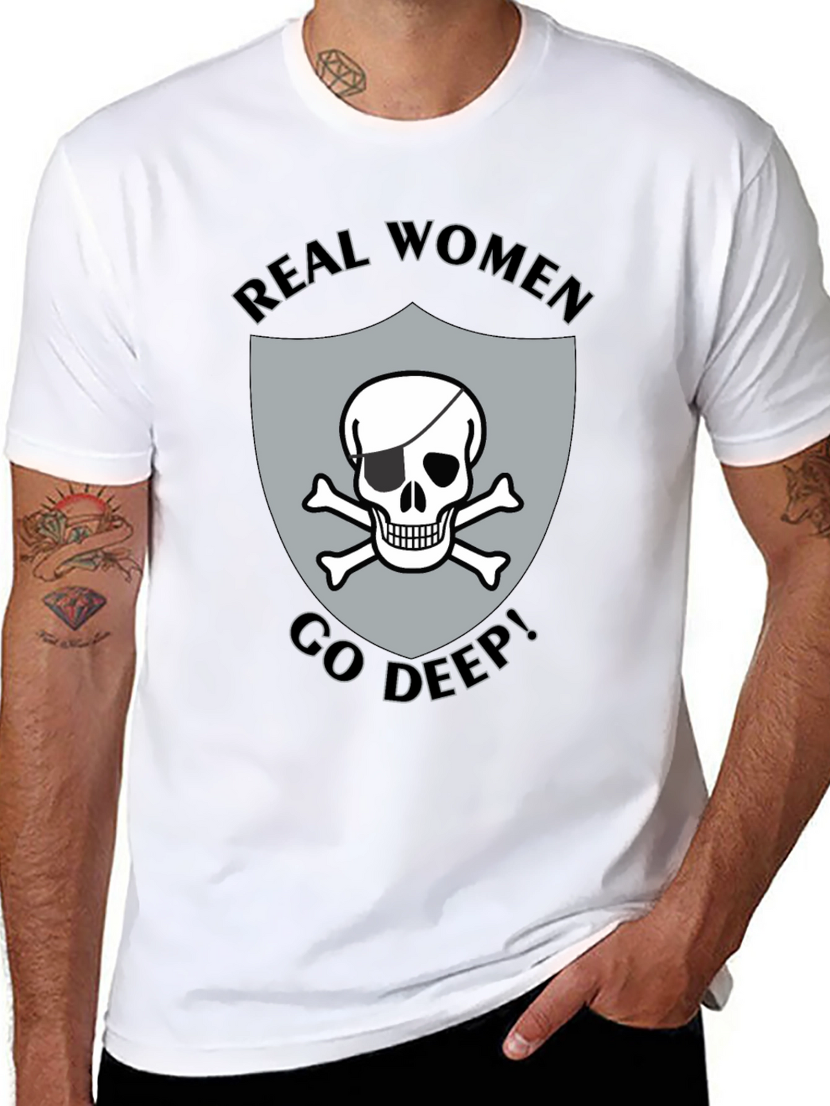 Real Women Go Deep T-Shirt Skull Pirate